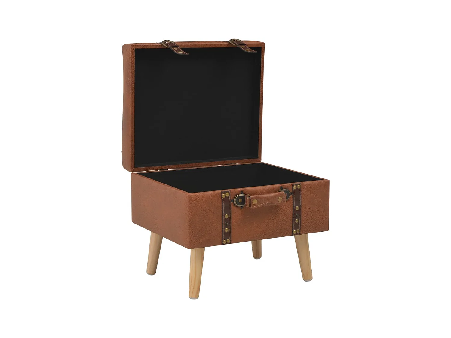 Taburete con almacenaje 40 cm piel sintética marrón rojizo 02_0021223