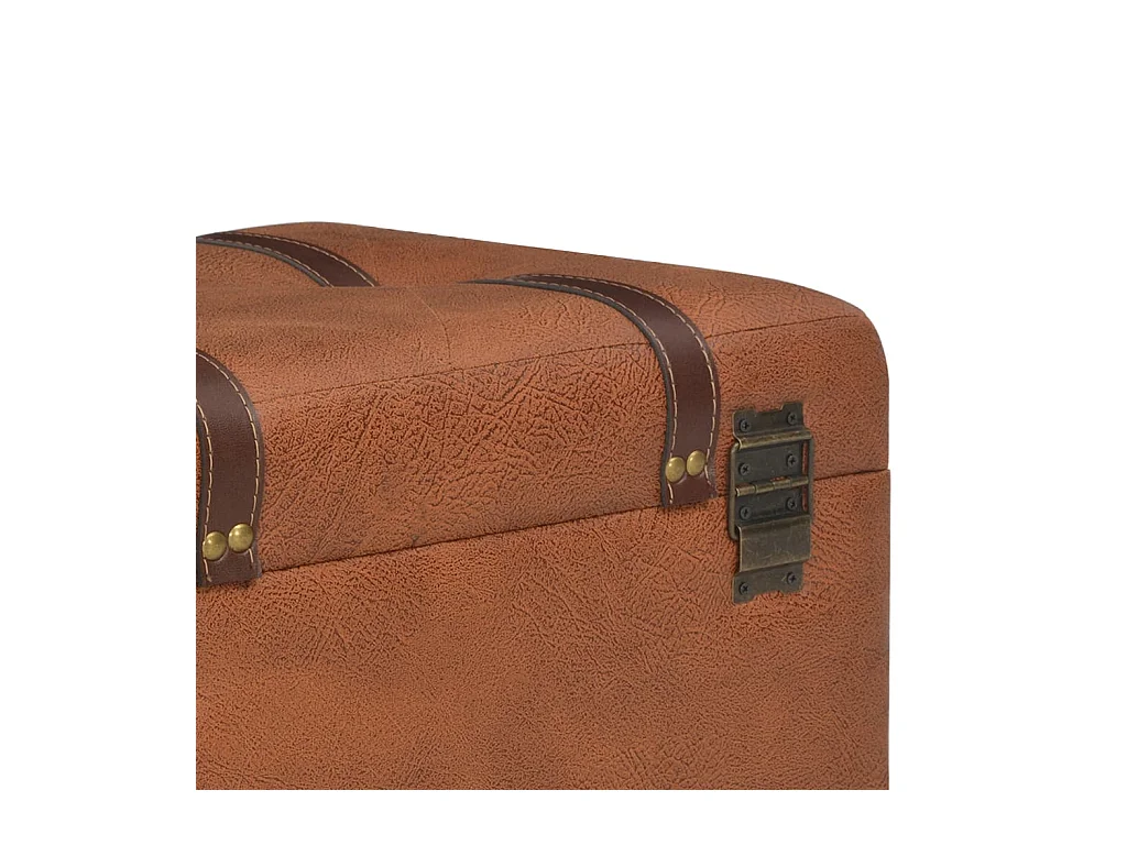 Taburete con almacenaje 40 cm piel sintética marrón rojizo 02_0021223