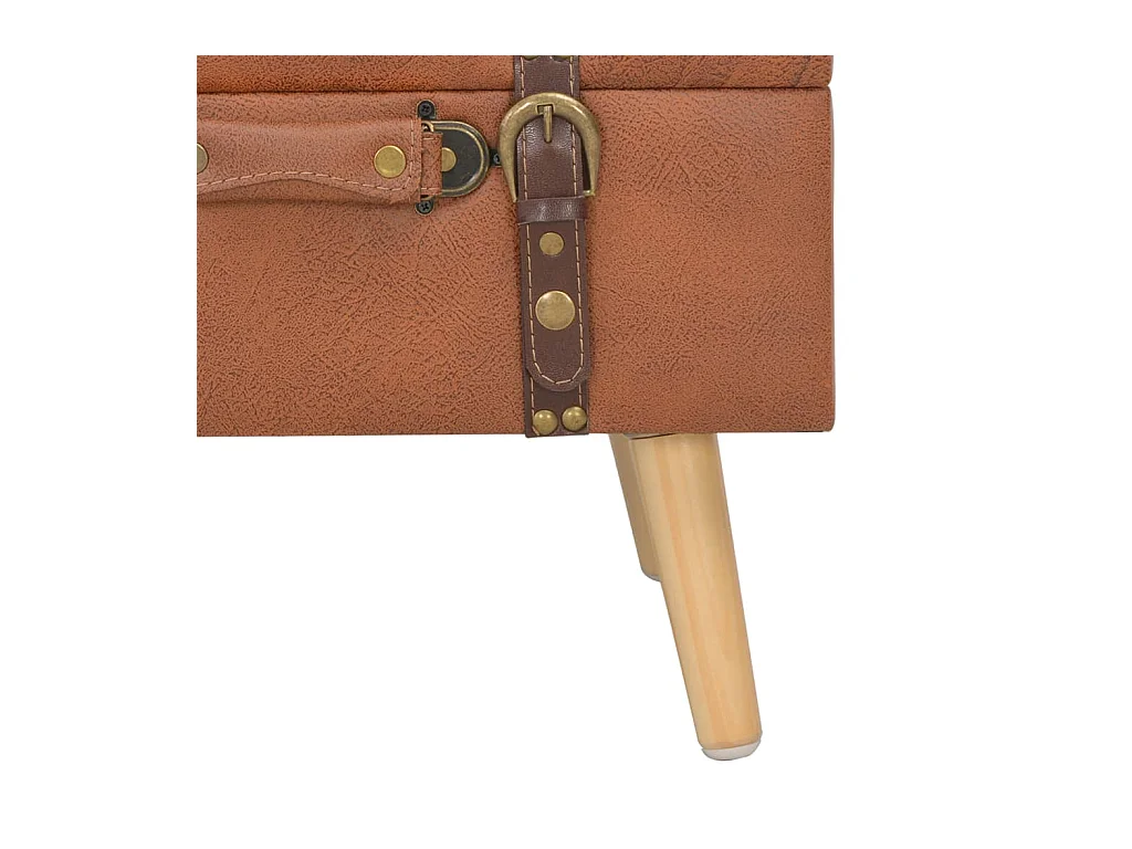 Taburete con almacenaje 40 cm piel sintética marrón rojizo 02_0021223