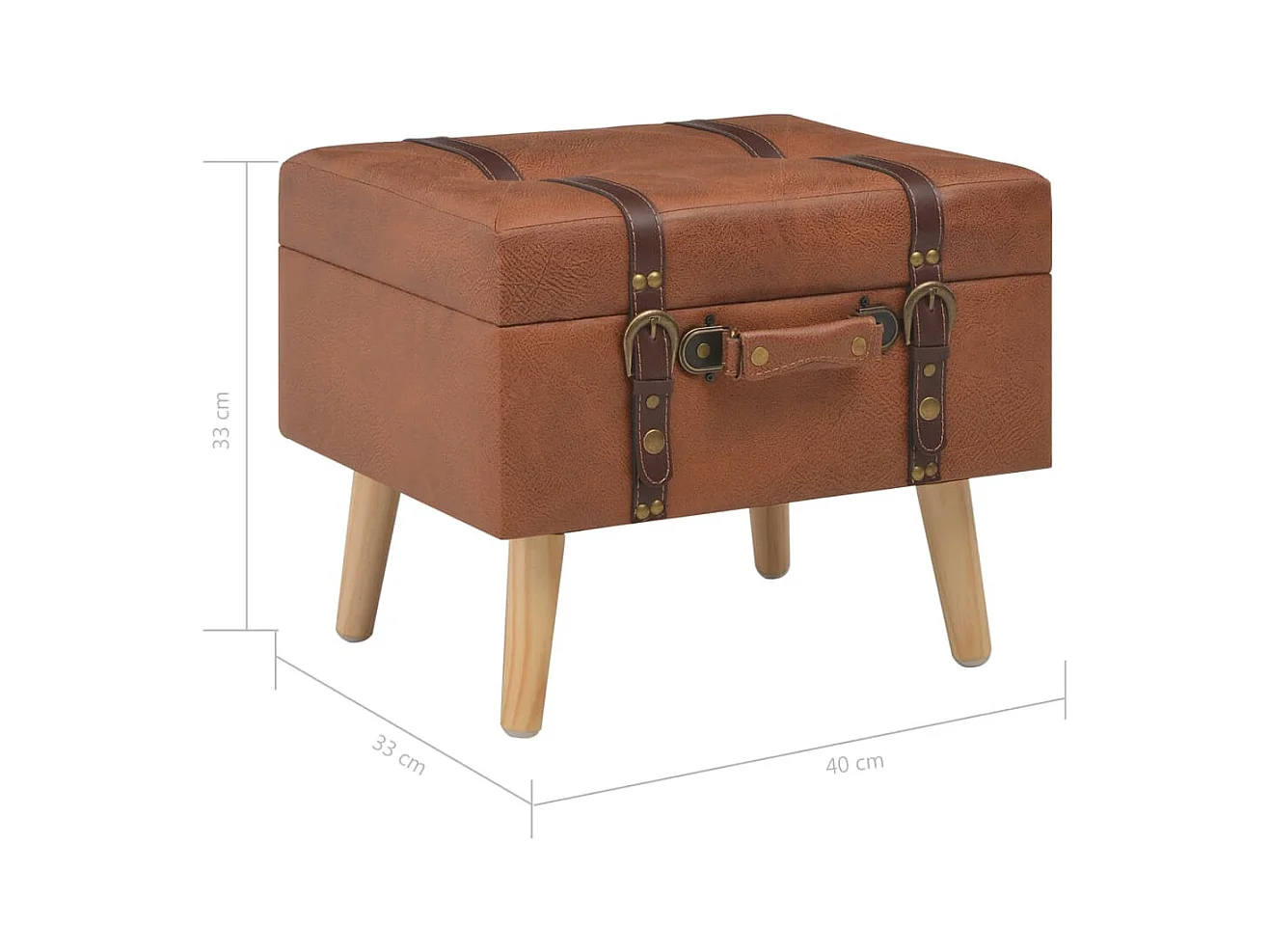 Taburete con almacenaje 40 cm piel sintética marrón rojizo 02_0021223