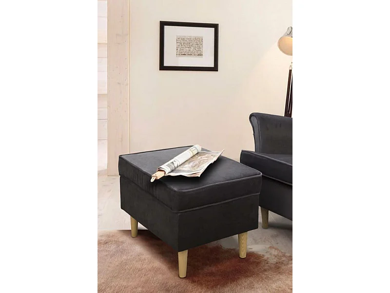 Repose-pieds Teramo IV Chambre Salon, Velours Gris Style Scandinave