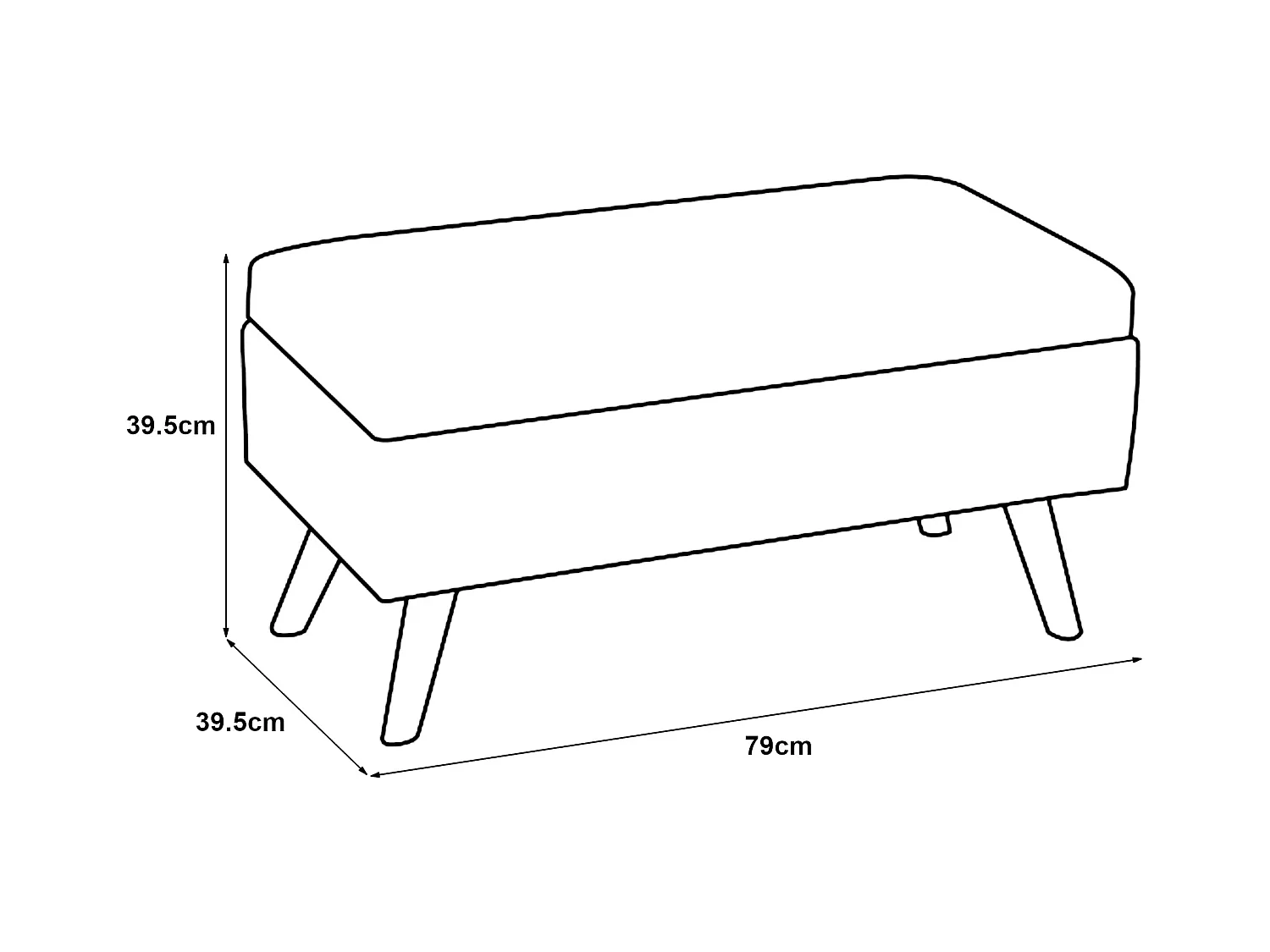 Banc de rangement rembourré grise 79 x 39.5 x 39.5 cm 03_0006445