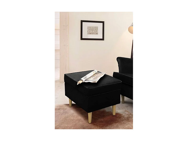 Hocker Teramo IV Fußhocker Wohnzimmer Schlafzimmer (Kronos 07 - schwarz)