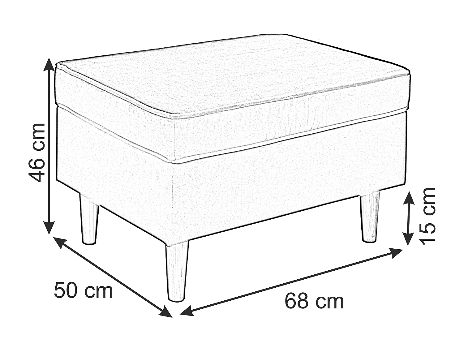 Hocker Teramo IV Fußhocker Wohnzimmer Schlafzimmer (Kronos 07 - schwarz)