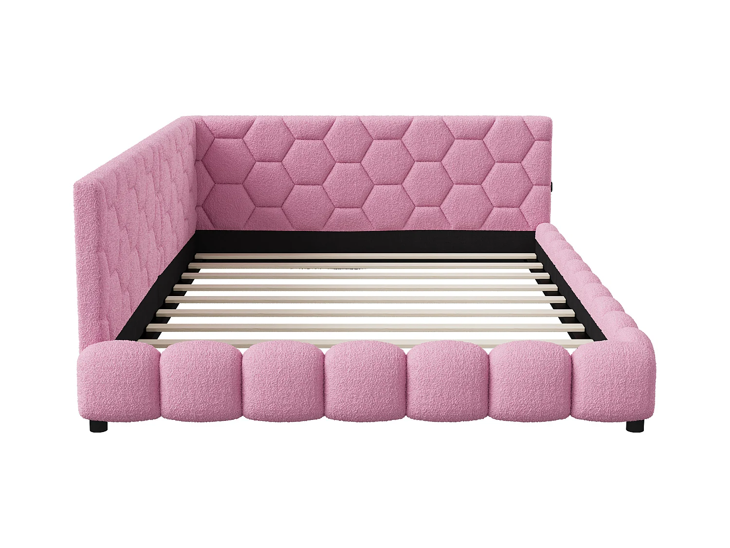 Sofá cama de 140x200 cm, iluminación ambiental de 16 colores, puerto USB, rosa