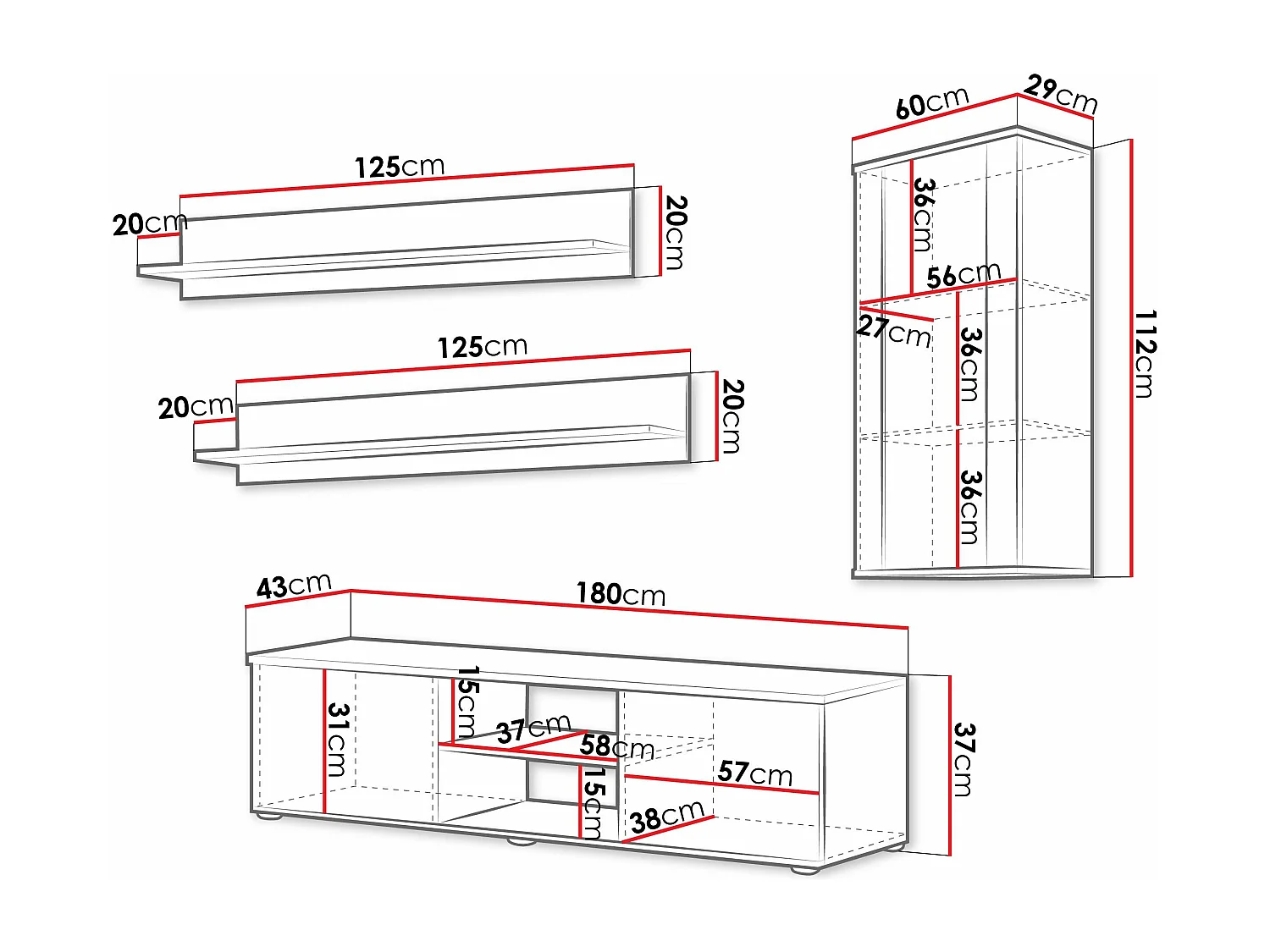 Set mobili soggiorno Tornola 113