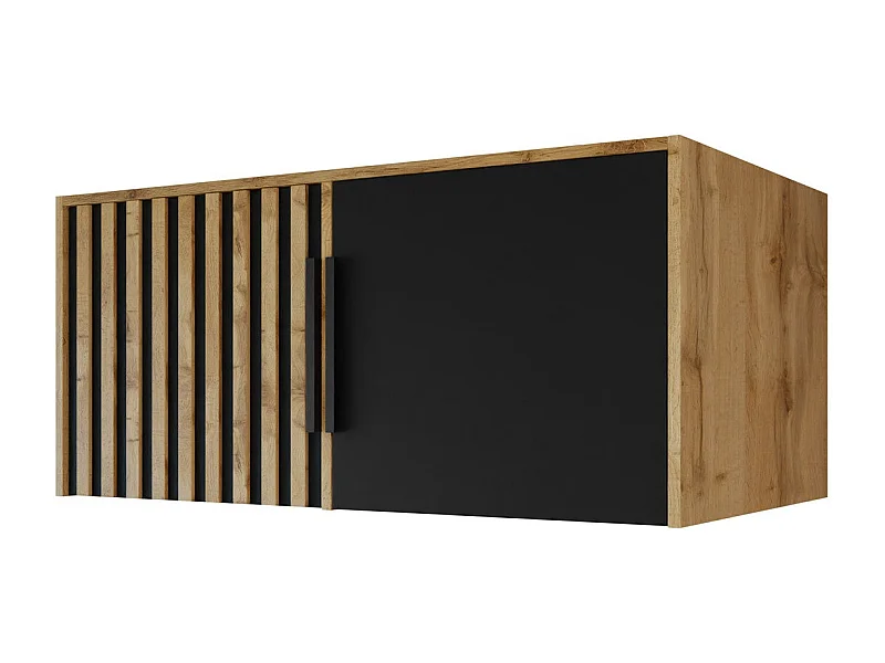 Aparador Enolevo 103, Negro|Roble wotan, 45x100x58cm, Aglomerado laminado