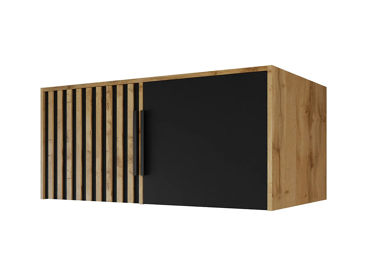 Aparador Enolevo 103, Negro|Roble wotan, 45x100x58cm, Aglomerado laminado