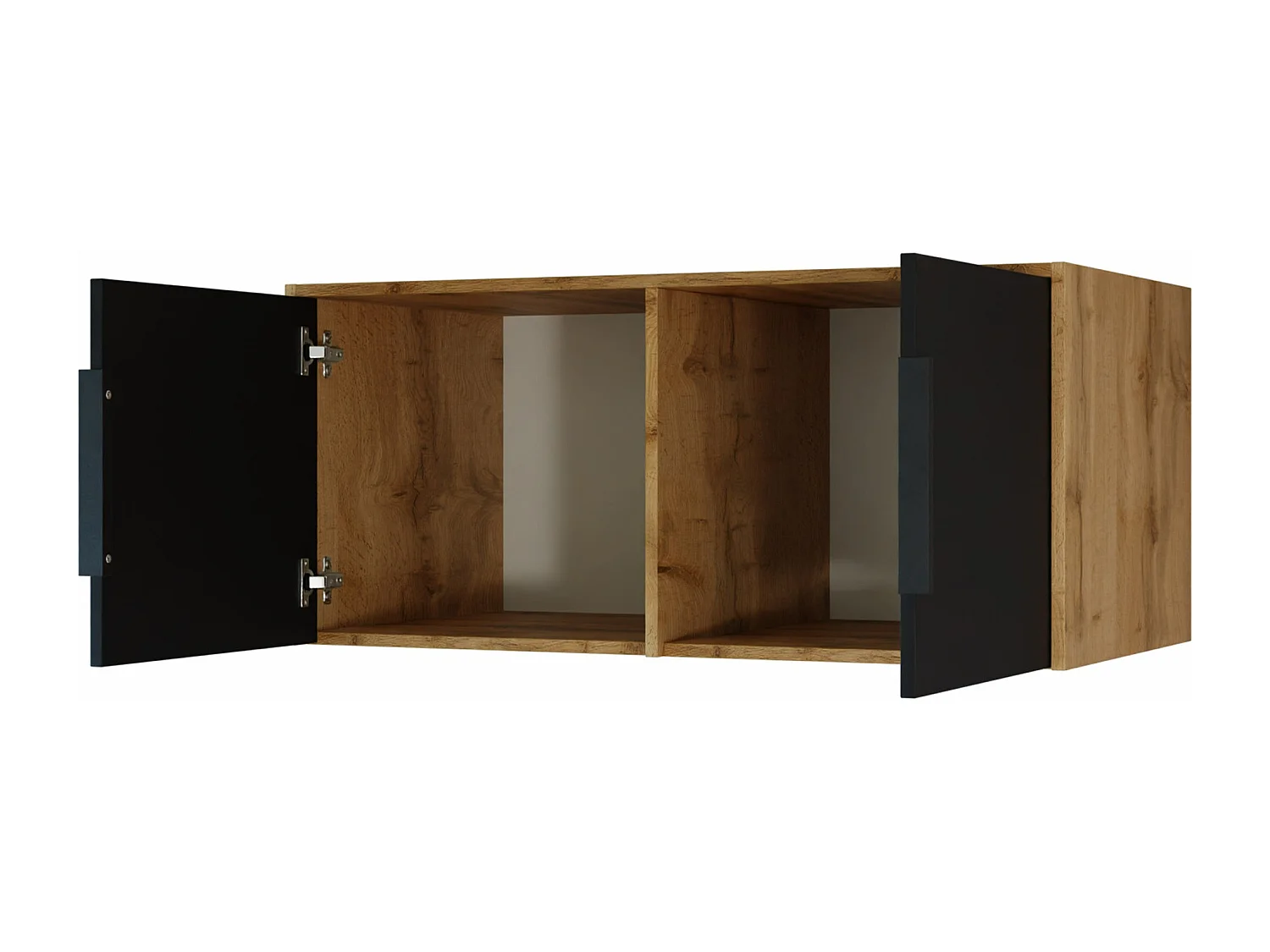 Aparador Enolevo 103, Negro|Roble wotan, 45x100x58cm, Aglomerado laminado