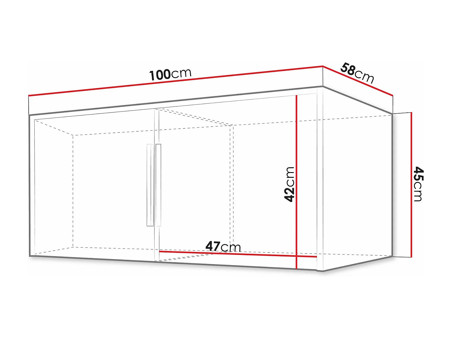 Aparador Enolevo 103, Negro|Roble wotan, 45x100x58cm, Aglomerado laminado