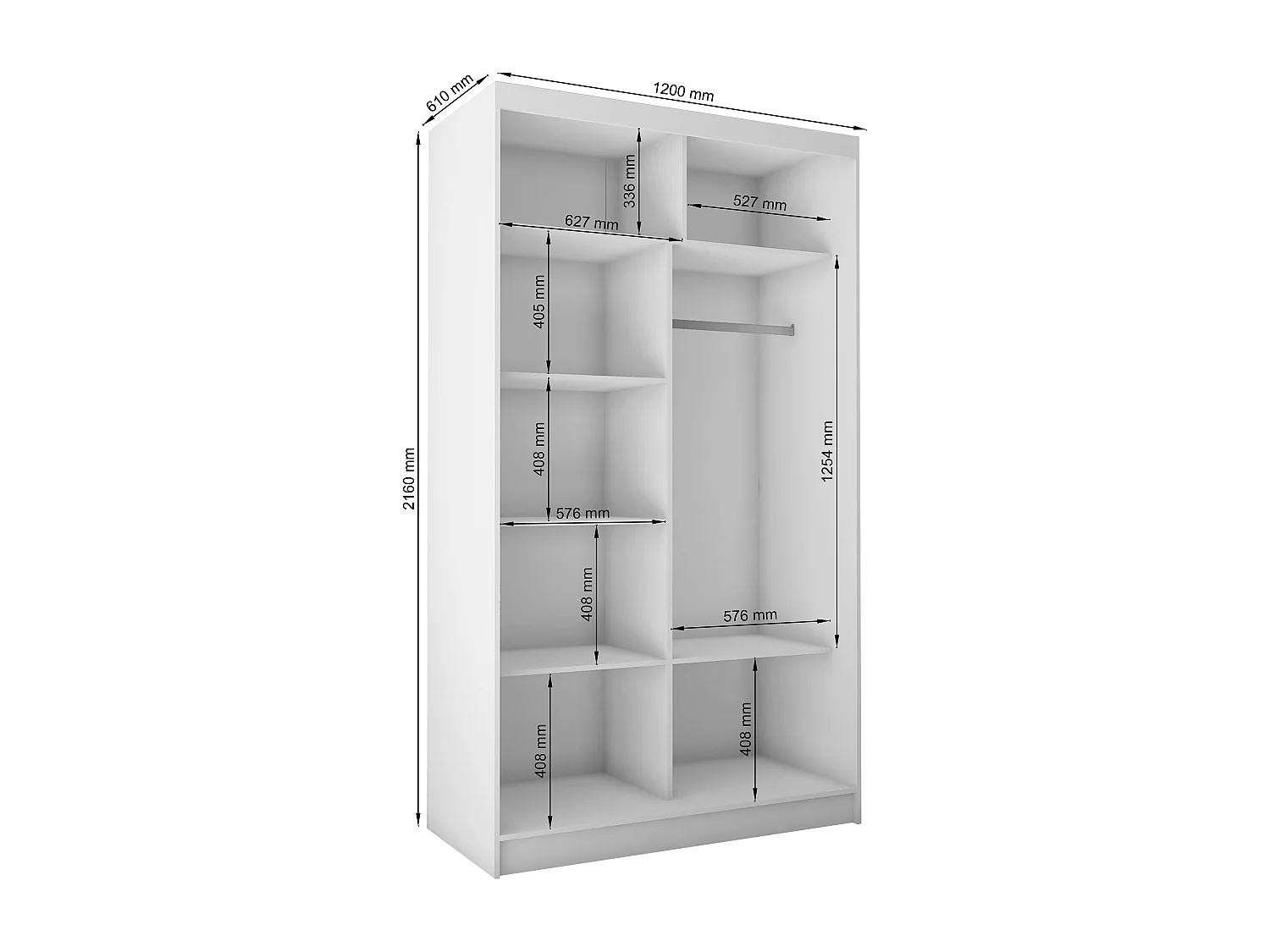 120 cm Kleiderschrank Vex mit Spiegel inklusive 2 Schiebetüren Schwebetürenschrank (Farbe: graphit)