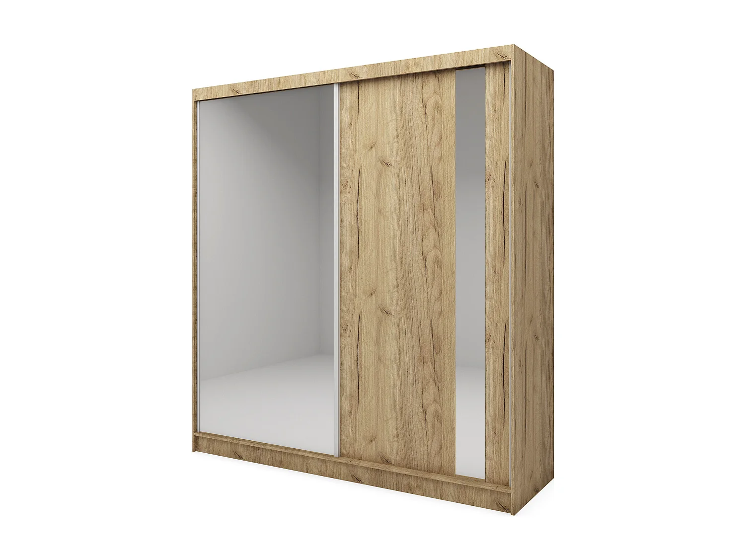 200 cm Kleiderschrank Gabo mit Spiegel inklusive 2 Schiebetüren Schwebetürenschrank (Farbe: artisan)