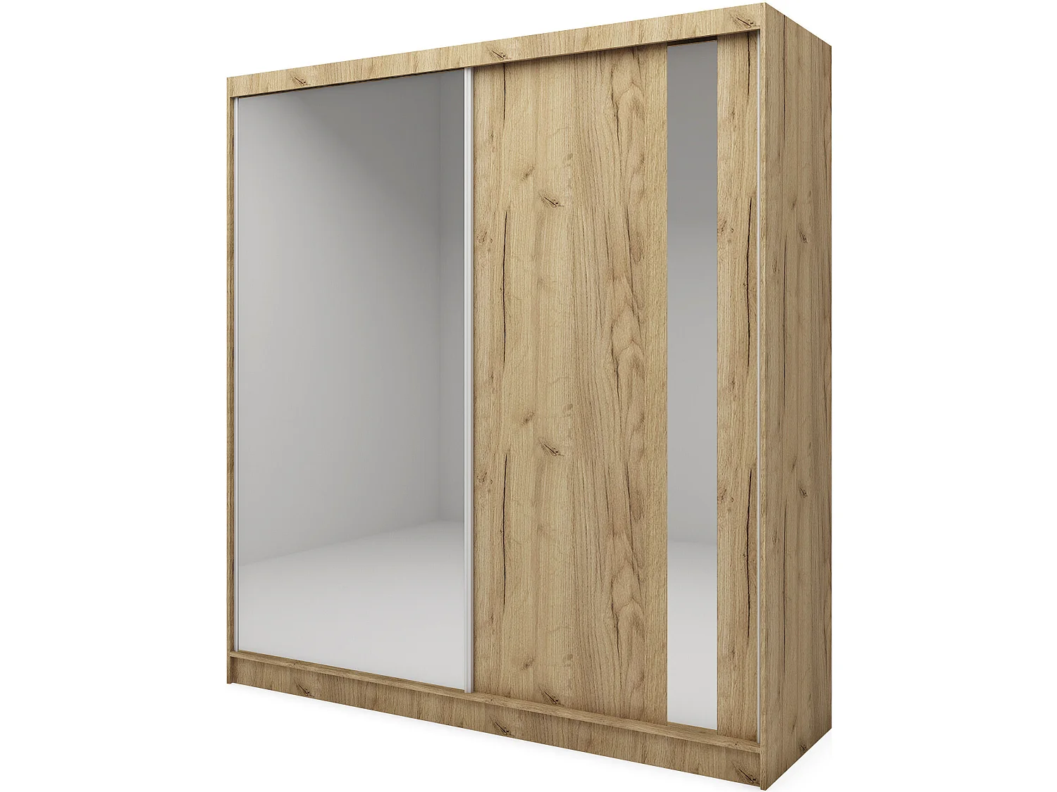 200 cm Kleiderschrank Gabo mit Spiegel inklusive 2 Schiebetüren Schwebetürenschrank (Farbe: artisan)