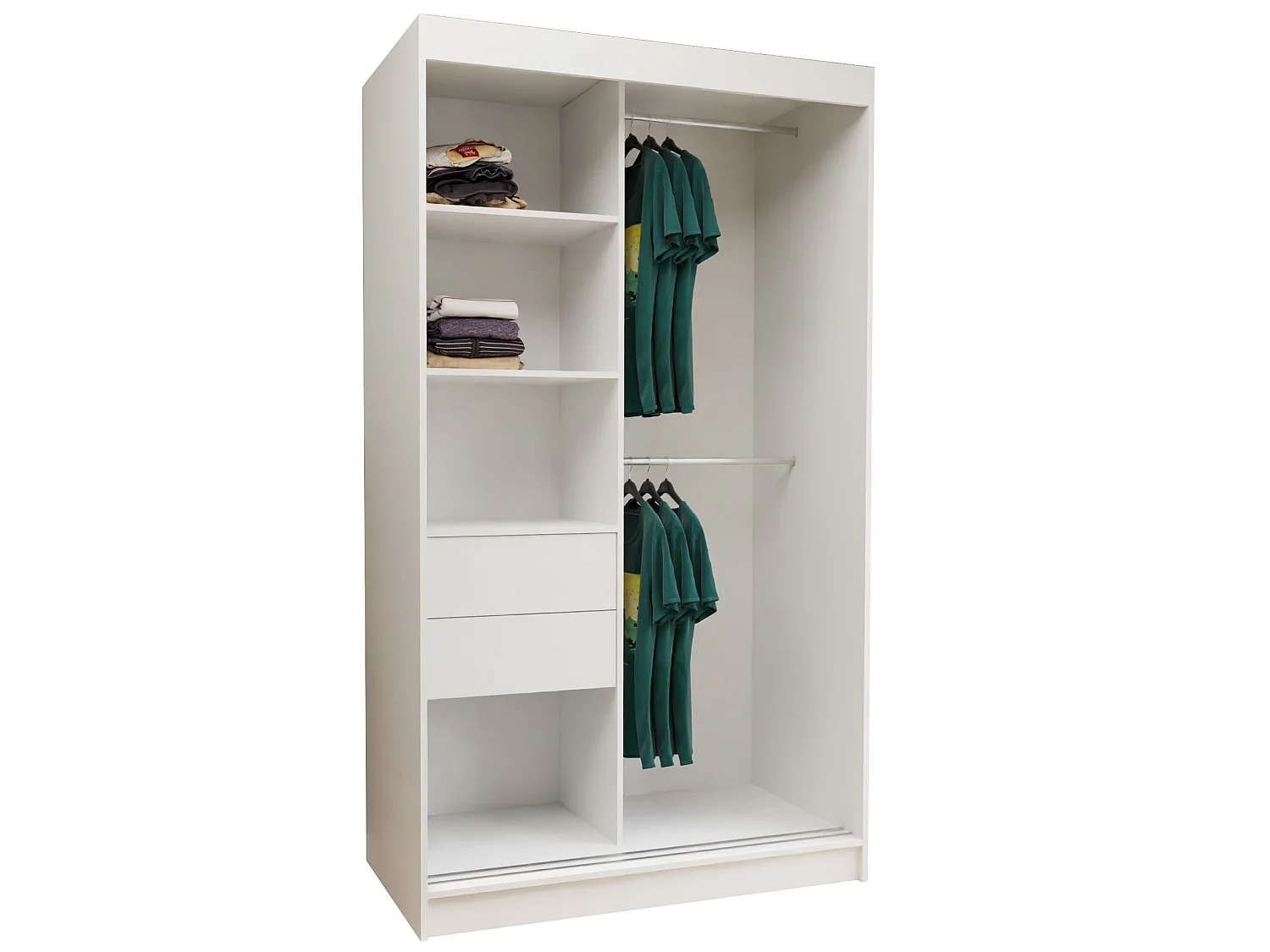 120 cm Kleiderschrank Gabo mit Spiegel inklusive 2 Schiebetüren Schwebetürenschrank (Farbe: weiß)