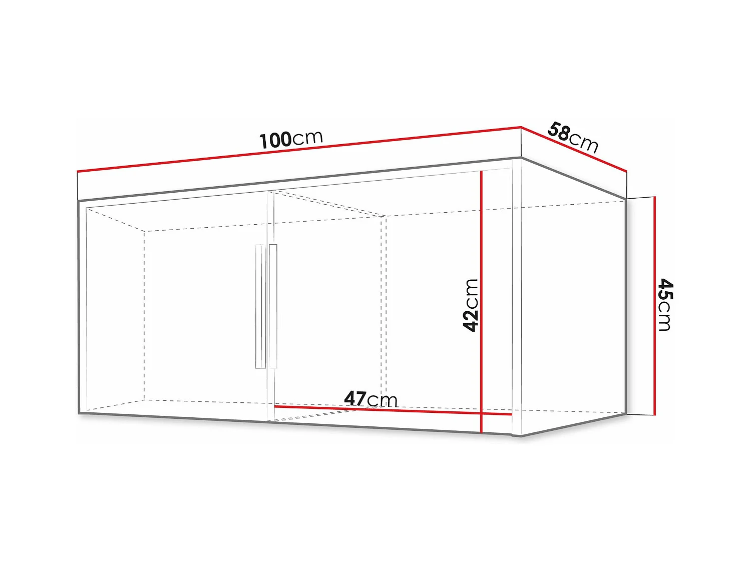 Armário Honolulu D103, Placa de aglomerado laminado, 45x100x58cm