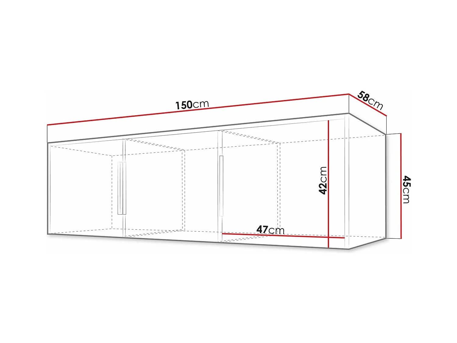 Armário Honolulu D104, Placa de aglomerado laminado, 45x150x58cm