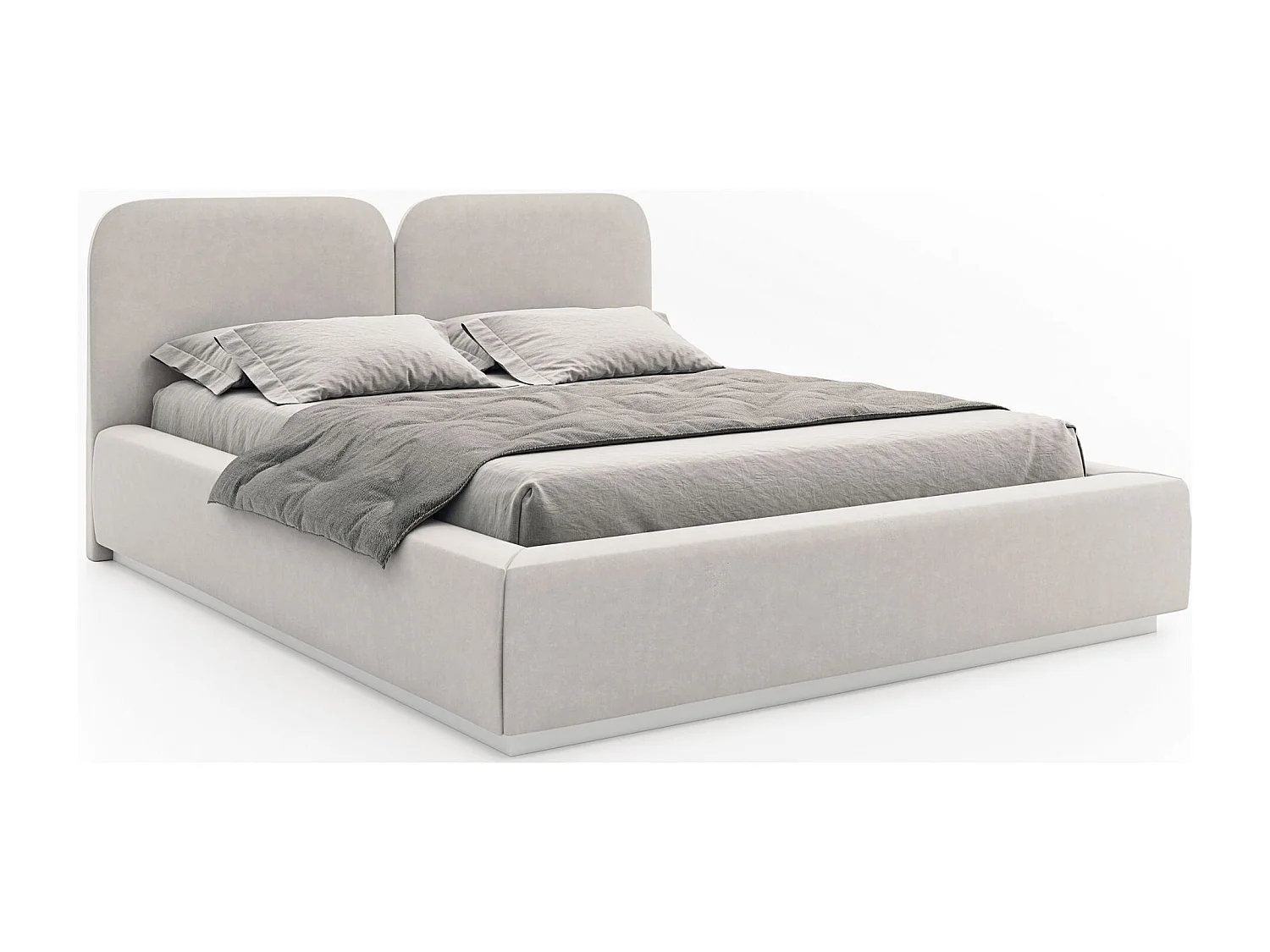 Gestoffeerd bed 180x200 met velours bekleding – LED, bedbox en lattenbodem – Greige – COMOVES