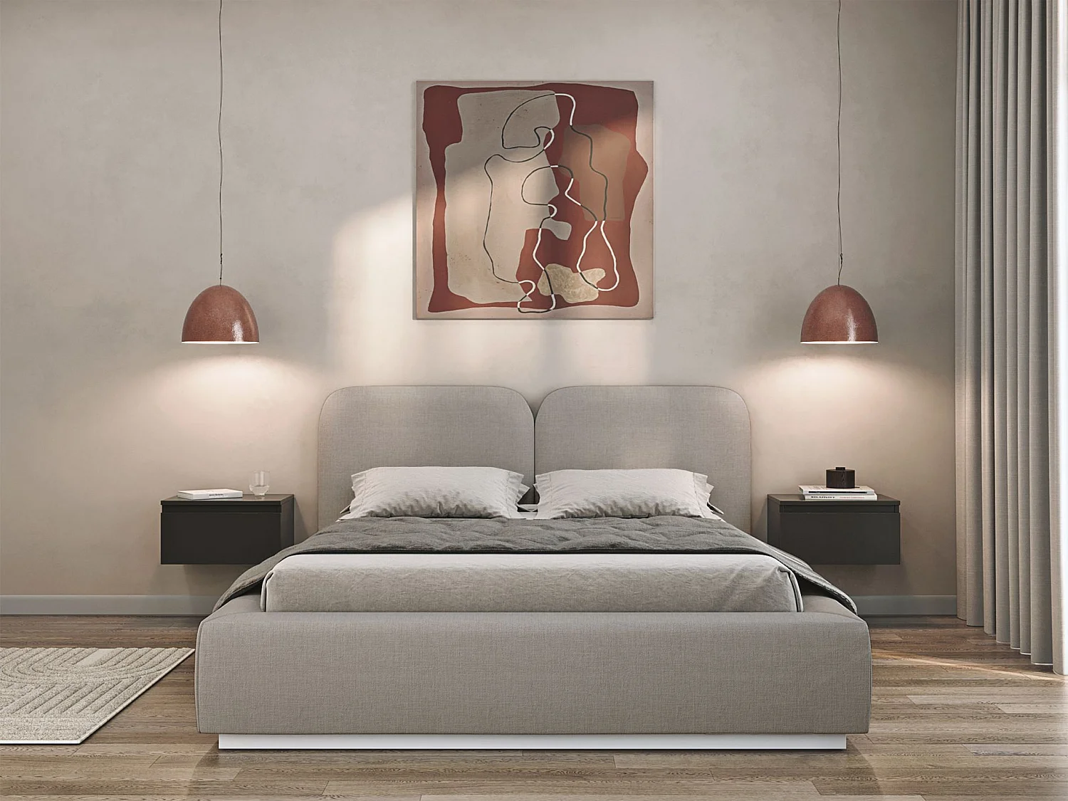 Lit tapissé avec coffre 160×200 - chenille - beige foncé - COMOVES