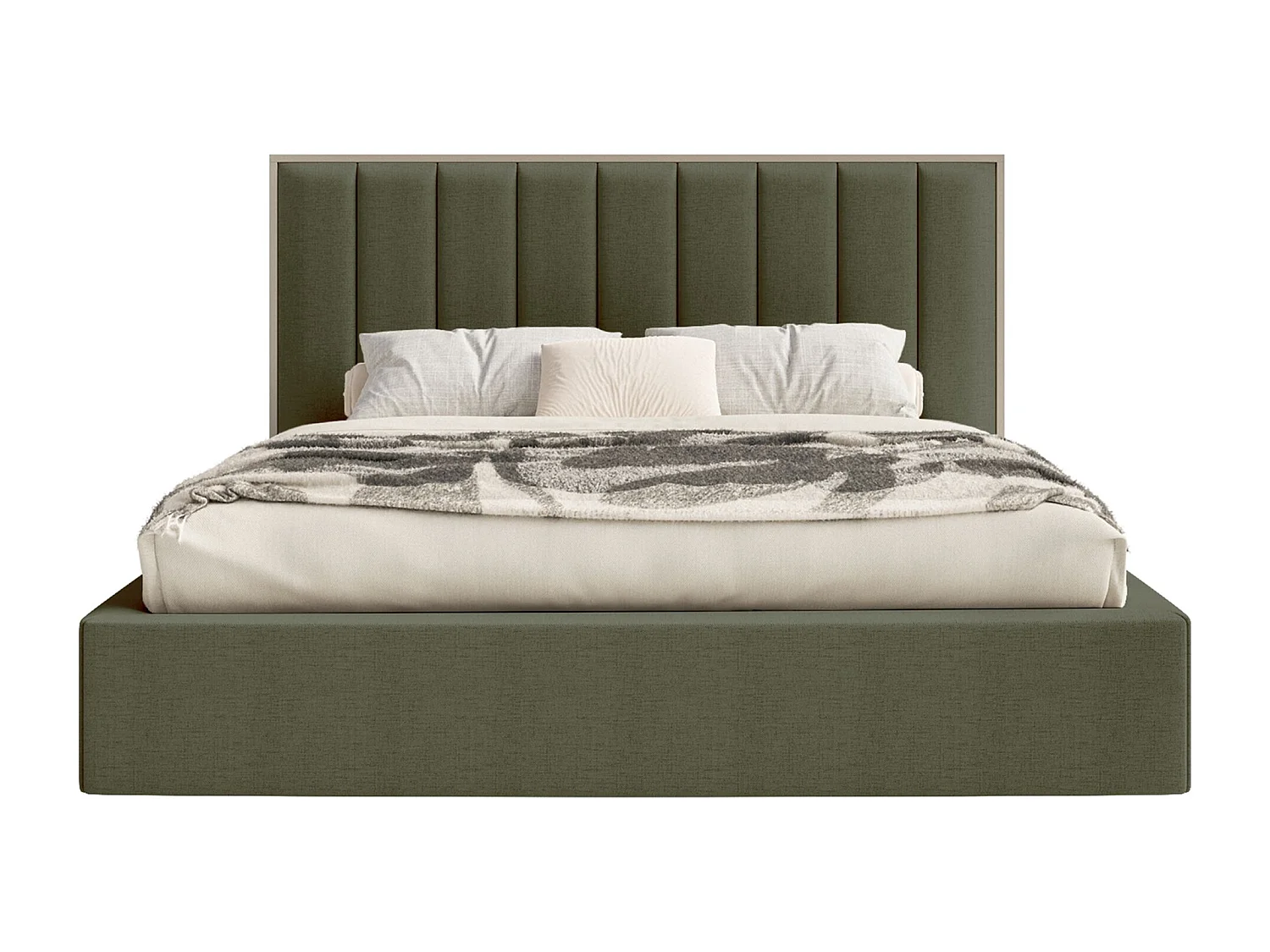 Gestoffeerd bed 180x200 - chenille - bedbox en LED - donkergroen - TOGENTS