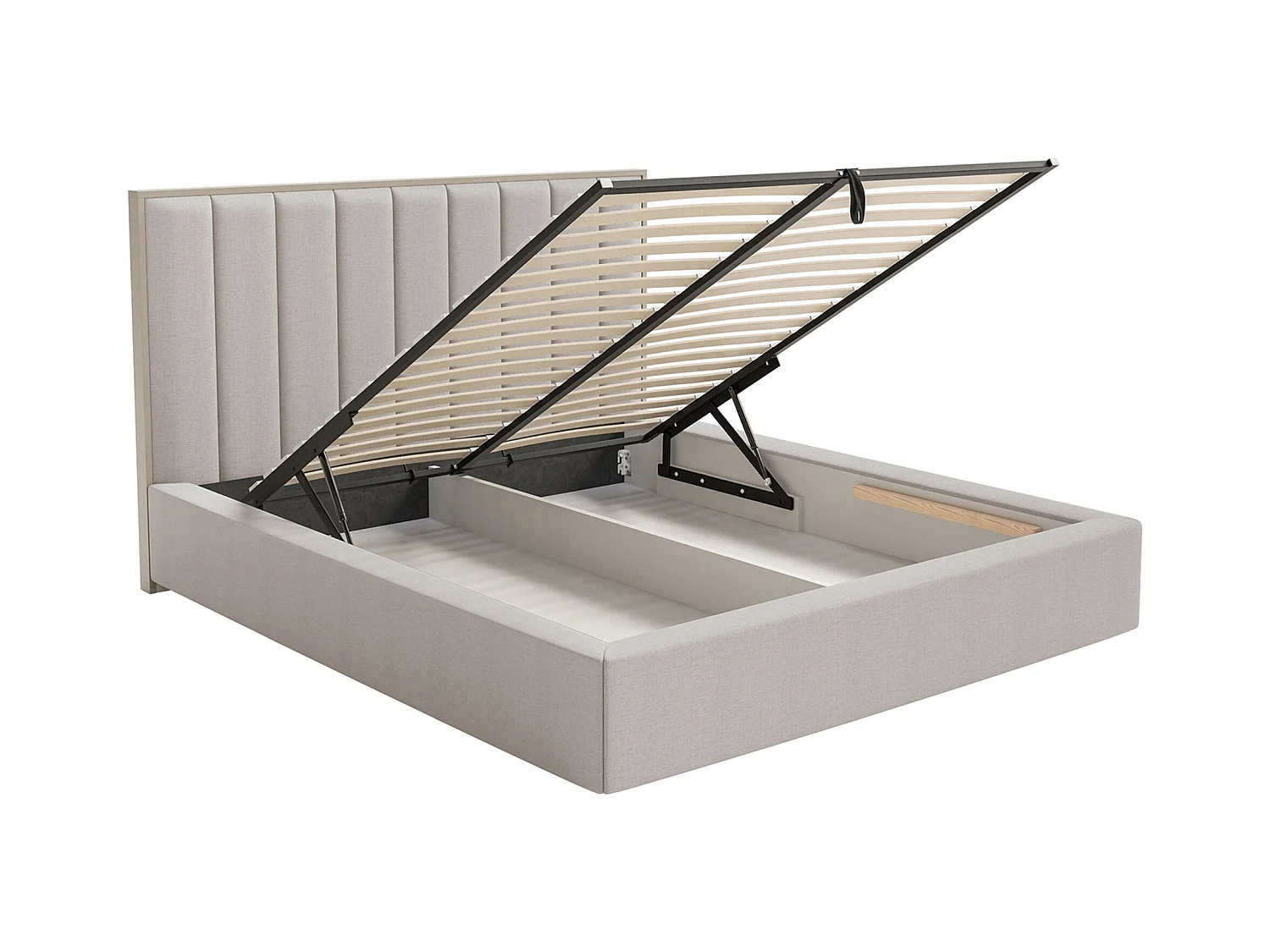 Polsterbett 140x200 mit Chenillebezug und Bettkasten – Grau – TOGENTS