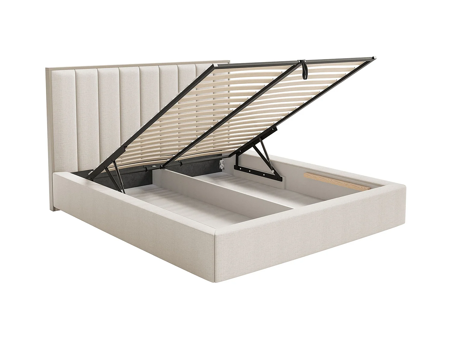 Gestoffeerd bed 160x200 - chenille en bedbox - lichtbeige - TOGENTS