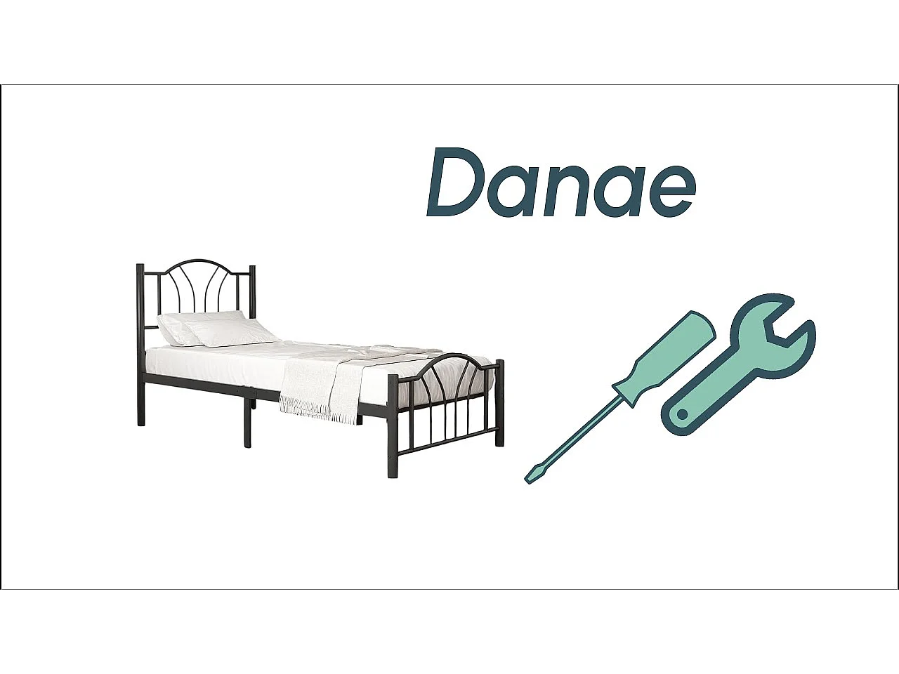 Cama individual 90x190cm en Negro Danae