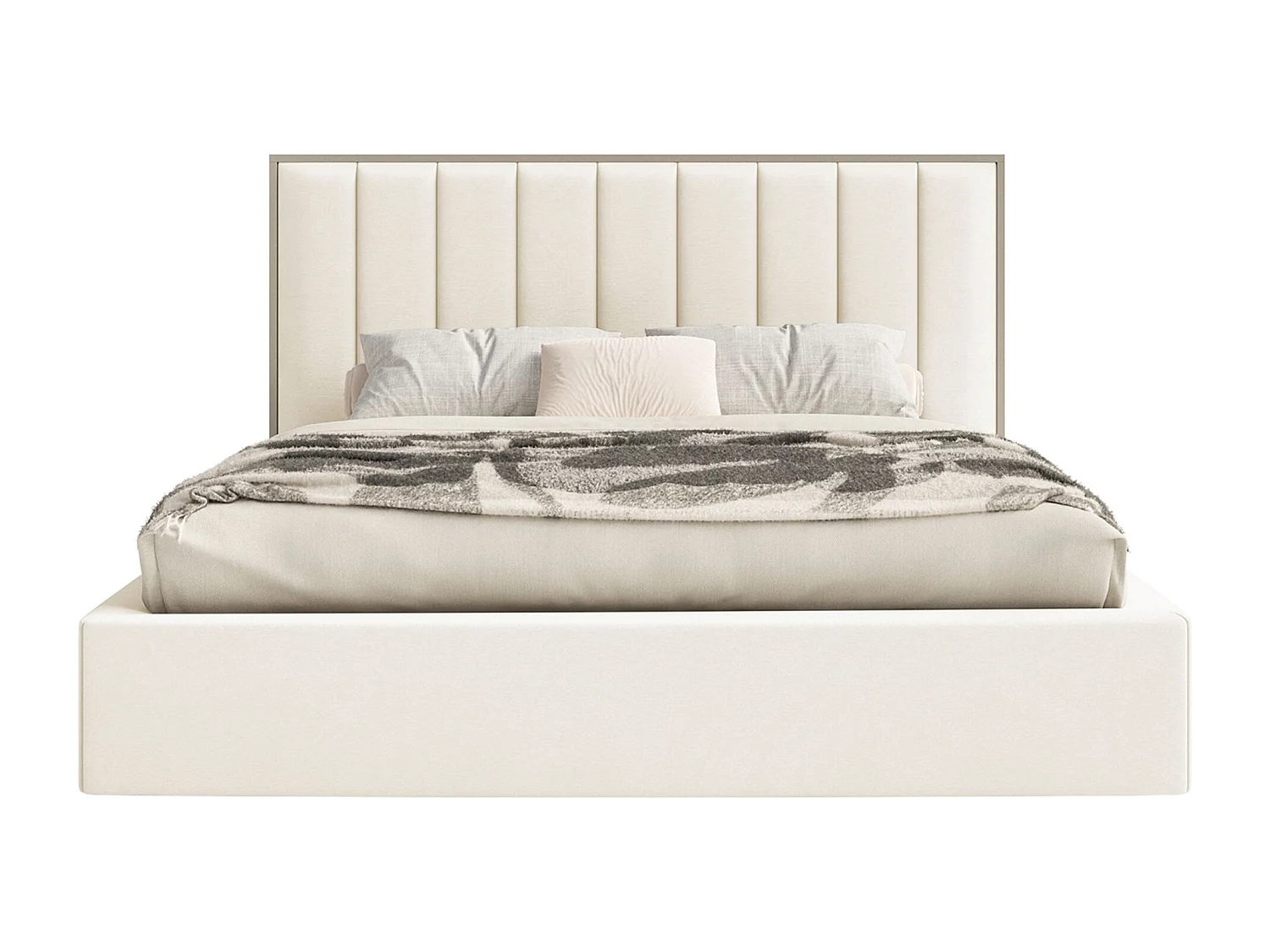 Polsterbett 180x200 mit Veloursbezug – Bettkasten und LED – Creme – TOGENTS