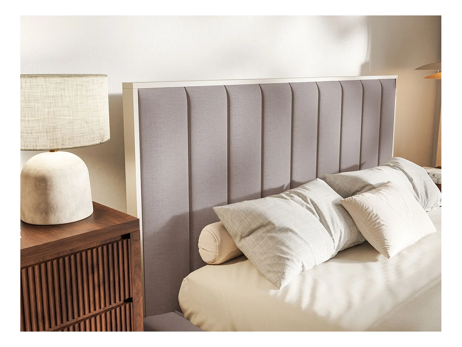 Polsterbett 160x200 mit Chenillebezug und Bettkasten – Braun – TOGENTS