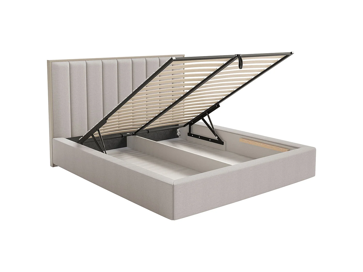 Gestoffeerd bed 180x200 - chenille en bedbox - grijsbeige - TOGENTS