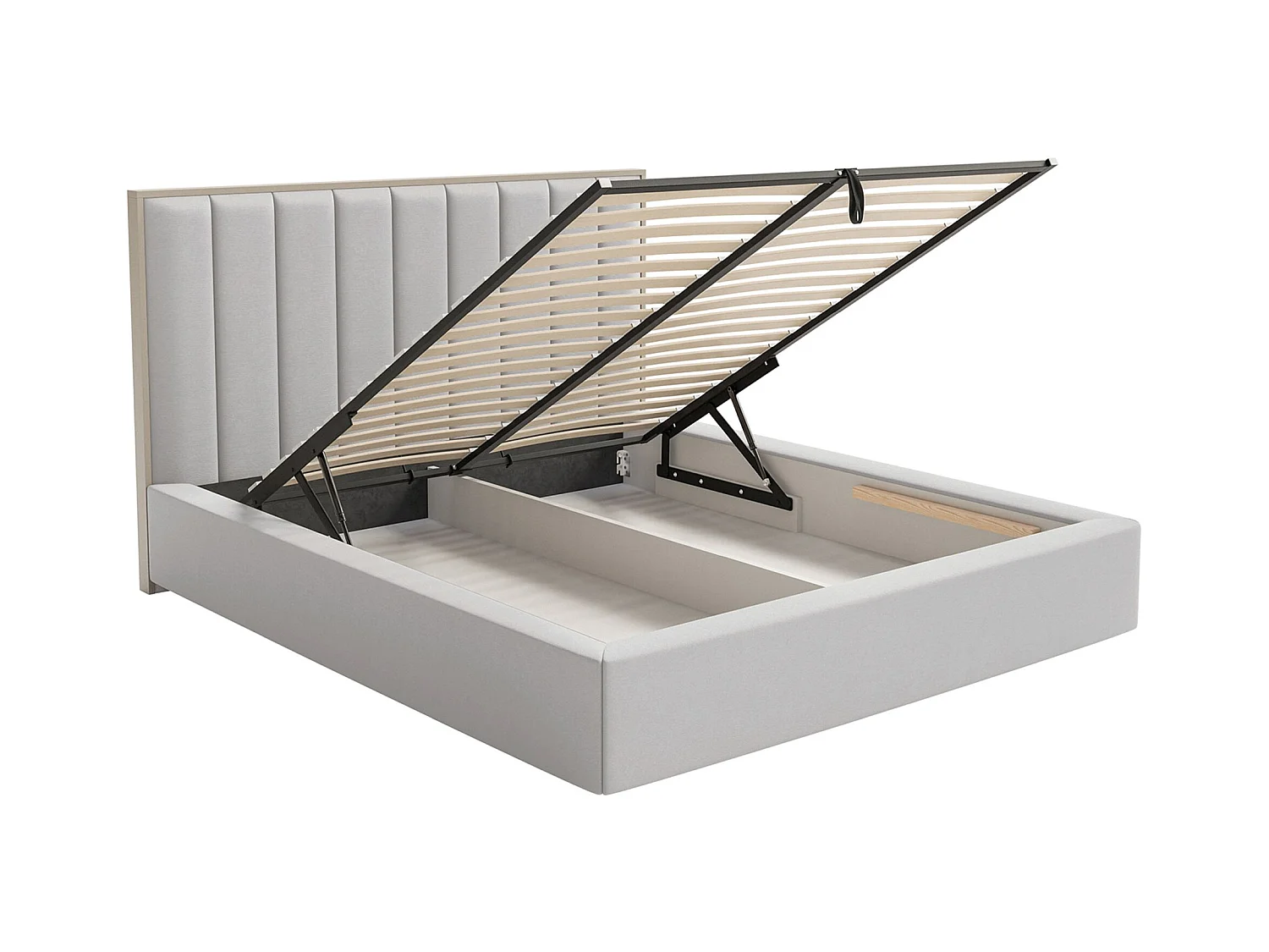 Lit tapissé avec coffre 140×200 - velours - gris clair- TOGENTS