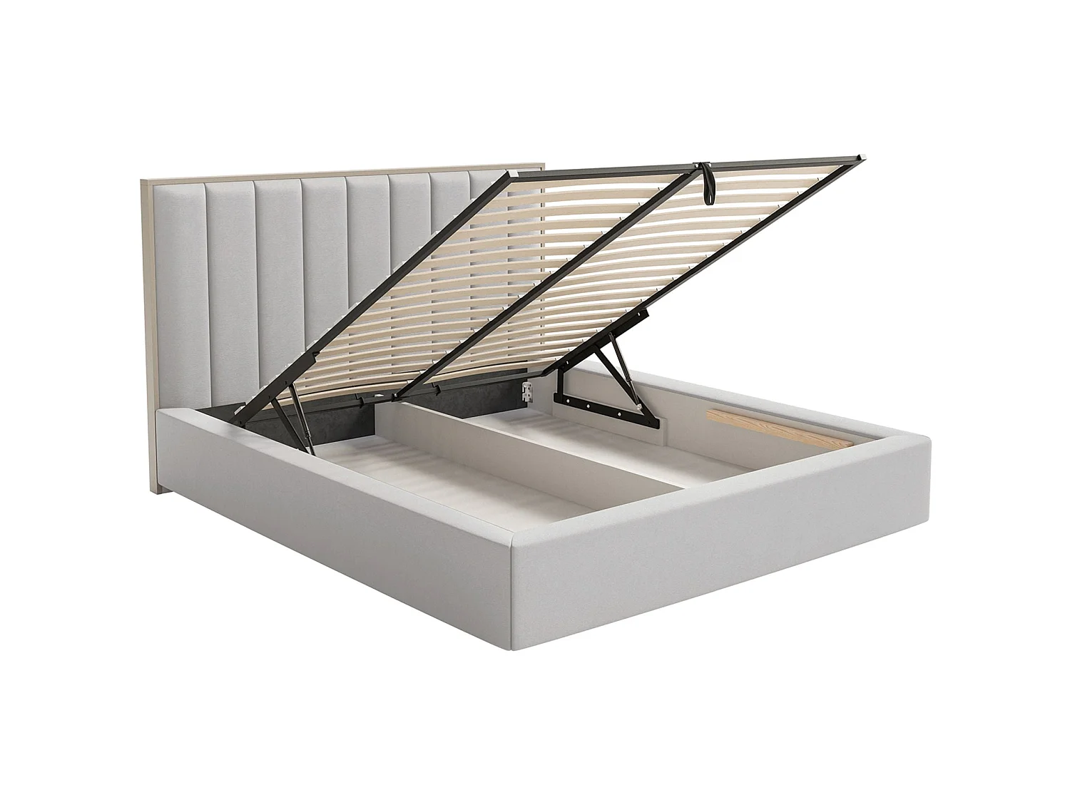 Gestoffeerd bed 140x200 - velours en bedbox - lichtgrijs - TOGENTS