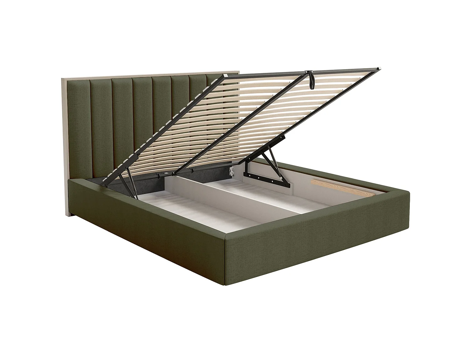 Gestoffeerd bed 140x200 - chenille en bedbox - donkergroen - TOGENTS