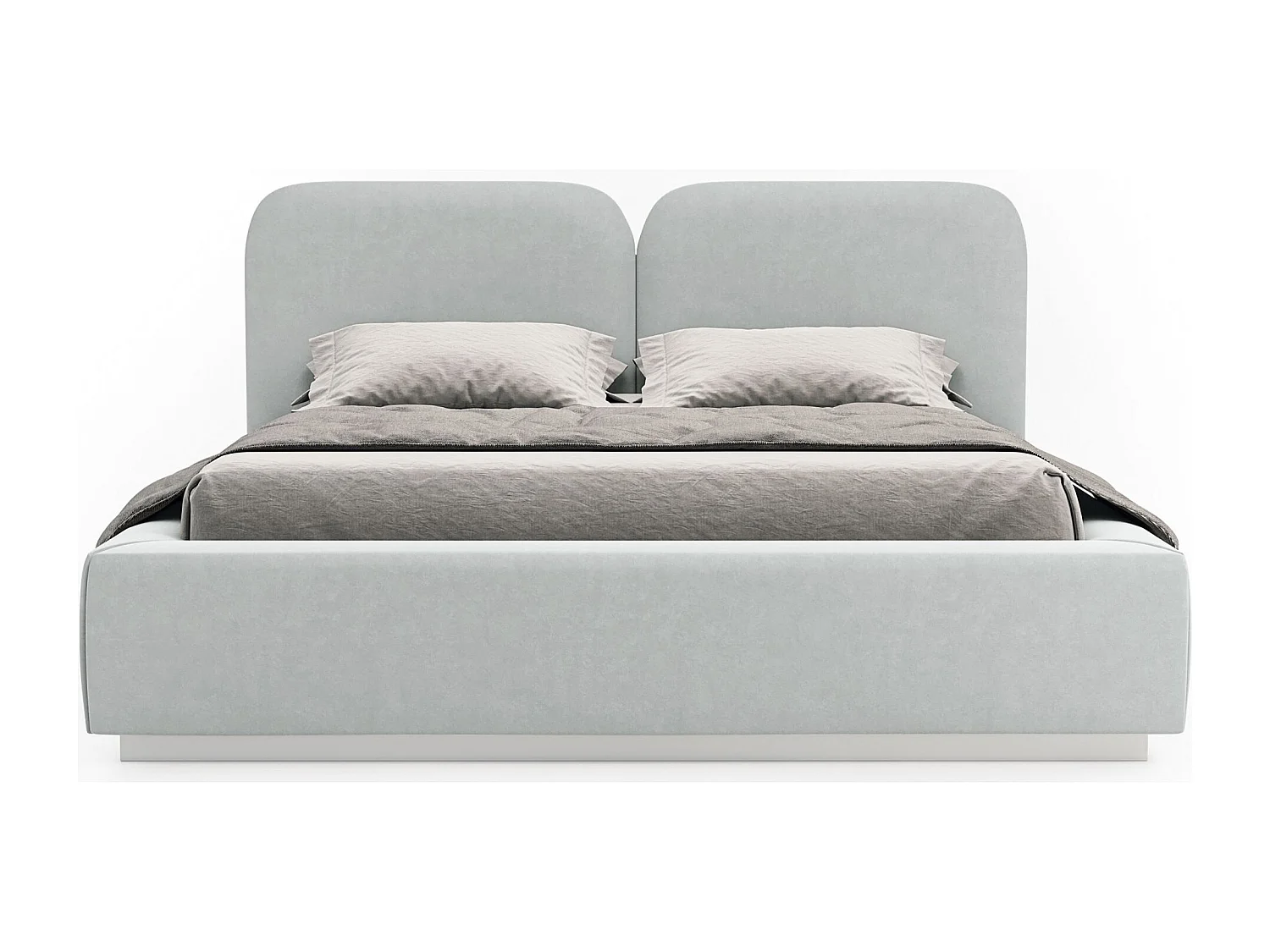 Lit tapissé avec coffre 180×200 - velours - gris clair- COMOVES