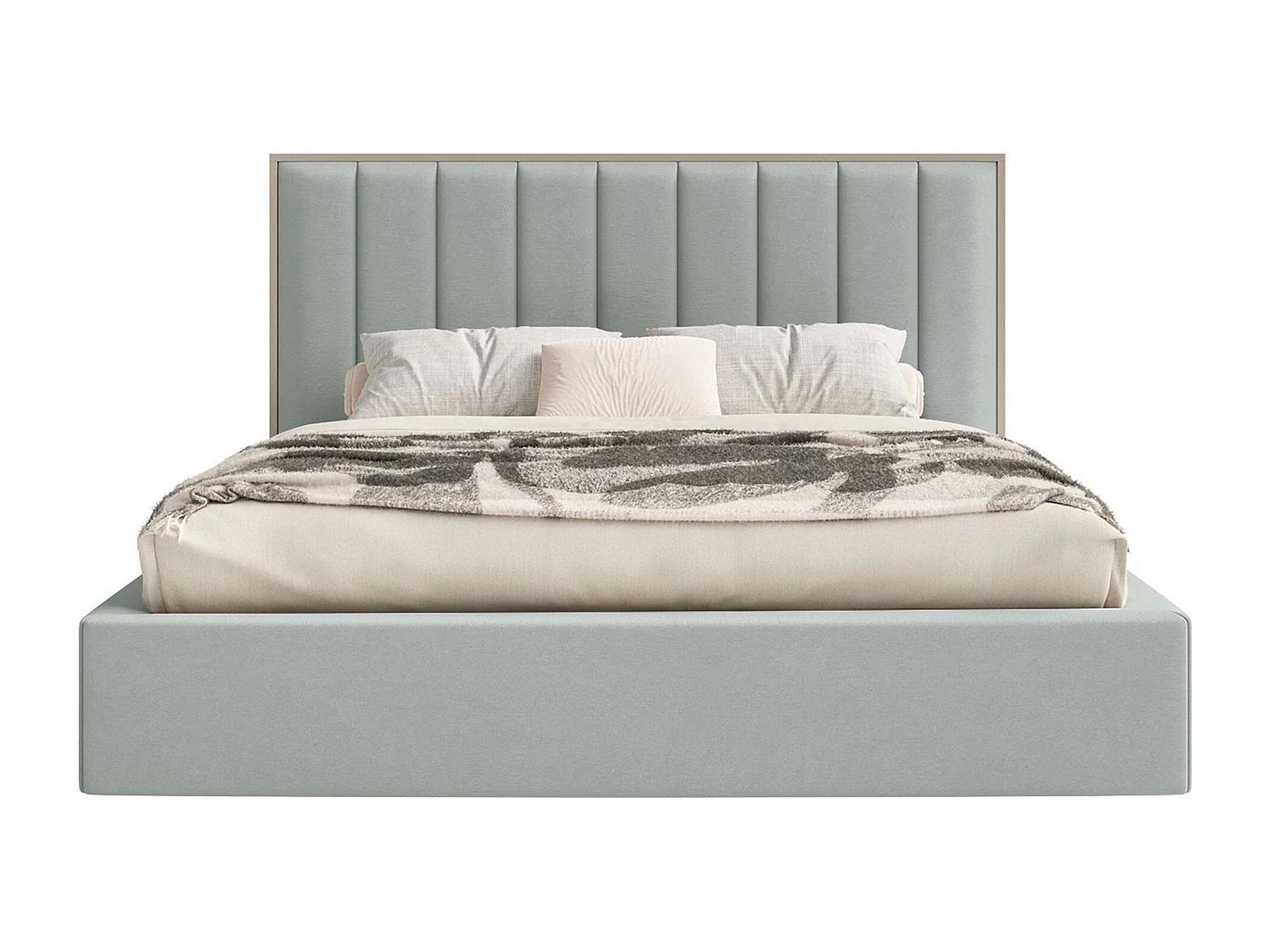 Gestoffeerd bed 180x200 - velours - bedbox en LED - saliegroen - TOGENTS