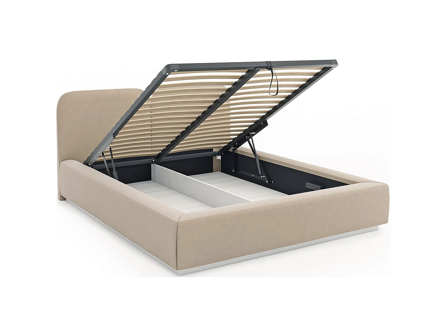 Lit tapissé avec coffre 160×200 - velours - beige clair- COMOVES