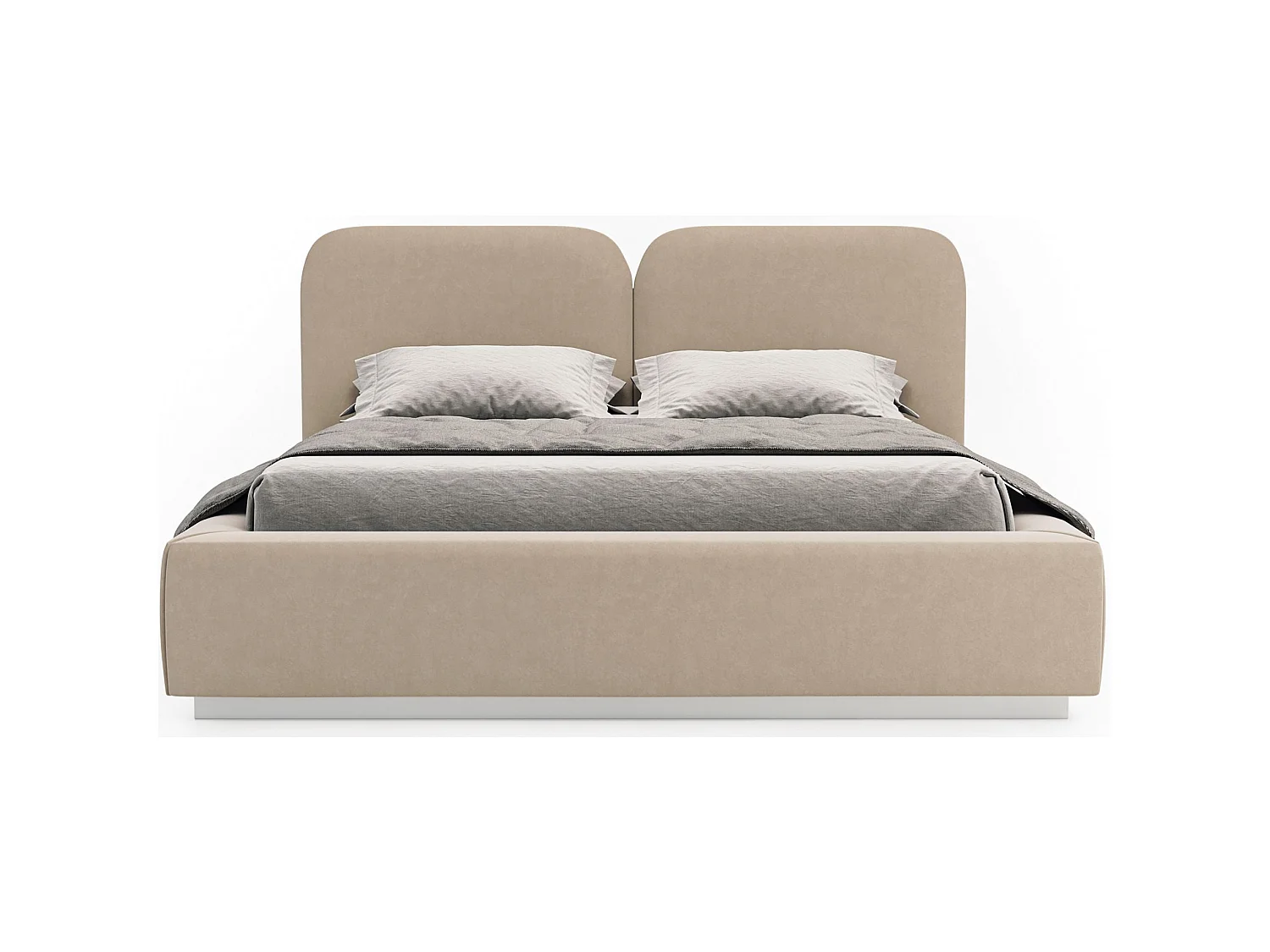 Lit tapissé avec coffre 160×200 - velours - beige clair- COMOVES