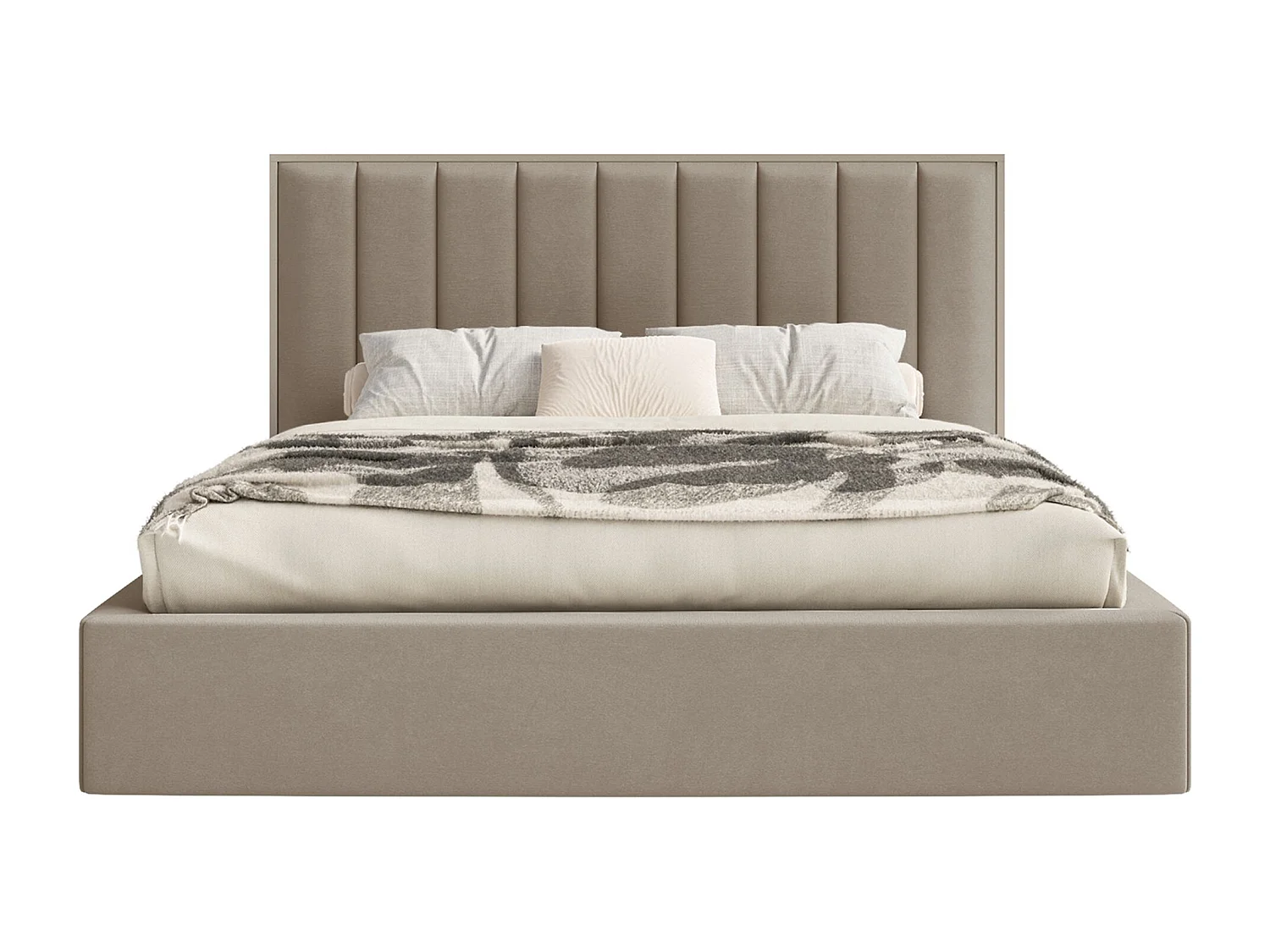 Lit tapissé avec coffre et LED 180×200 - velours - brun- TOGENTS