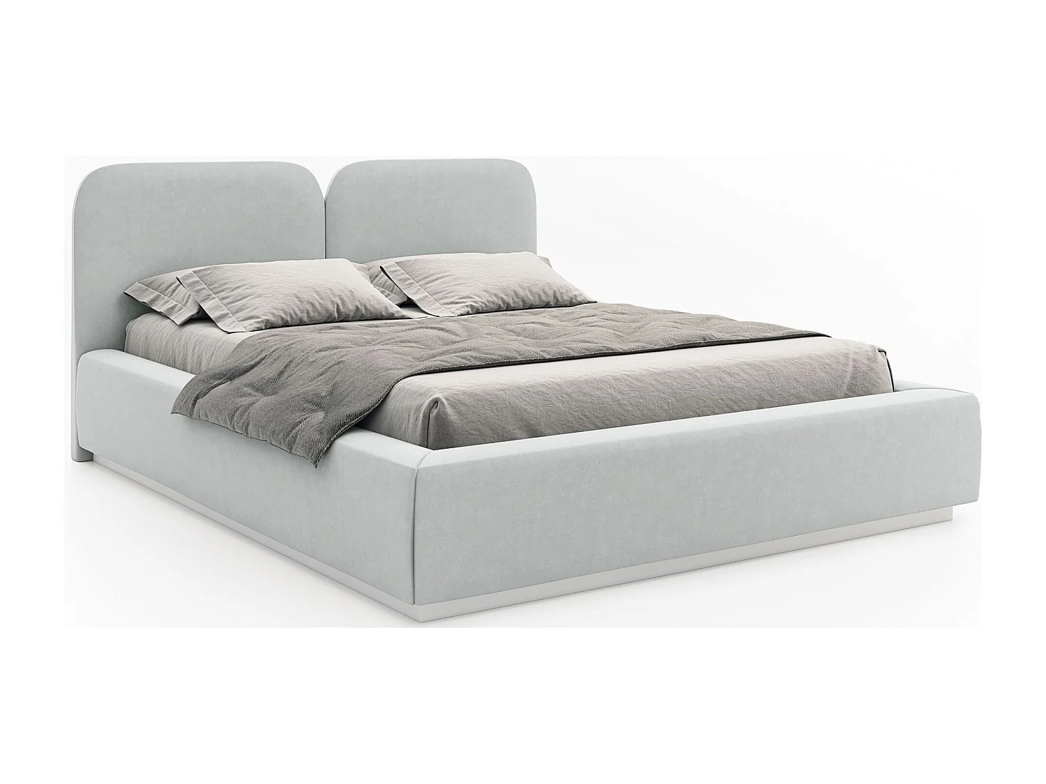 Lit tapissé avec coffre et LED 140×200 - velours - gris clair- COMOVES