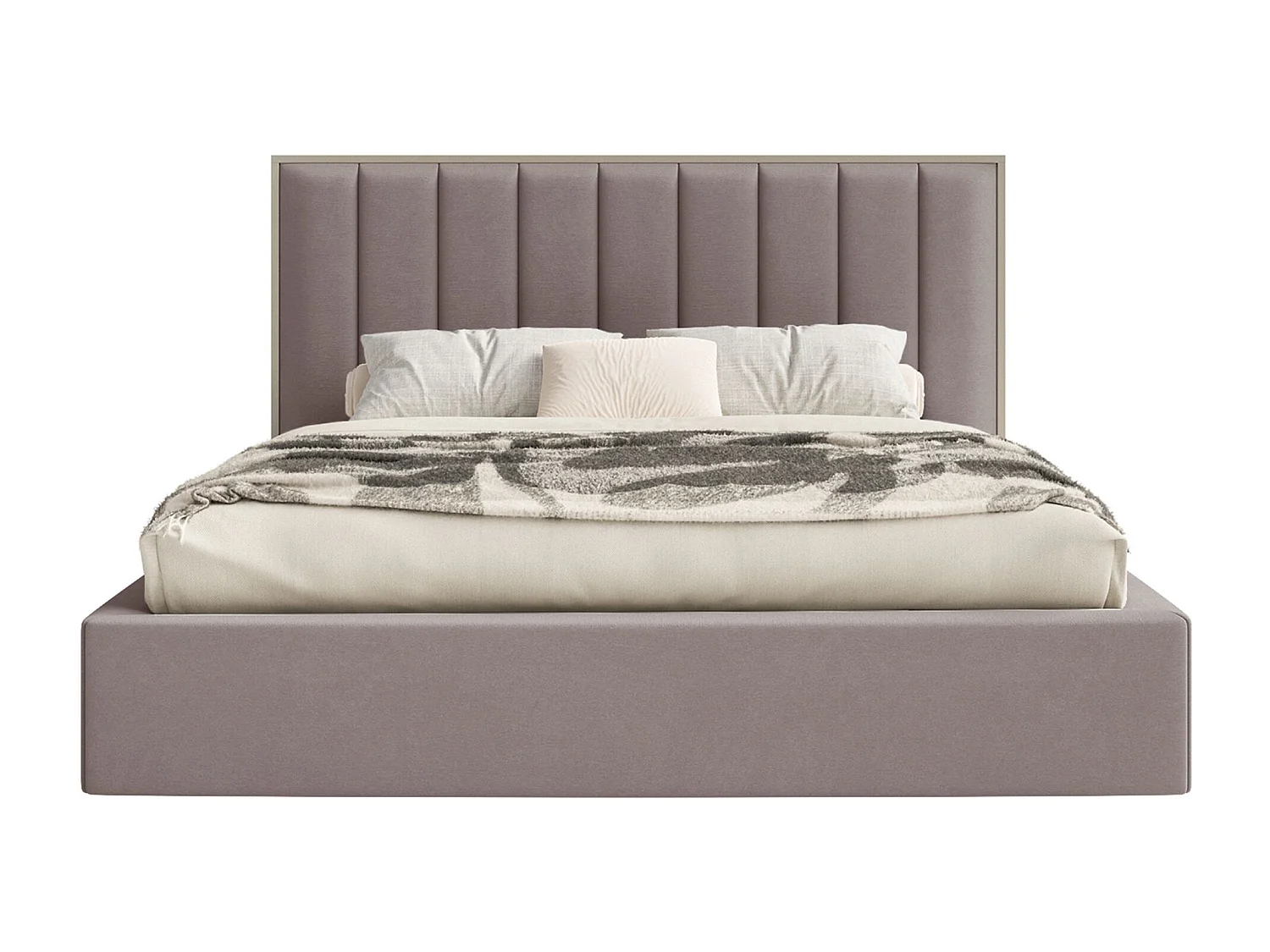 Gestoffeerd bed 140x200 - velours en bedbox - bruin - TOGENTS