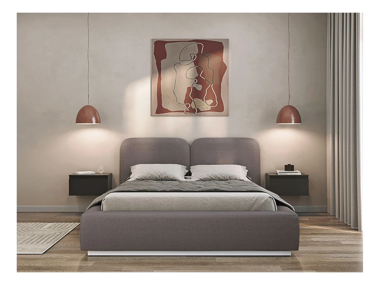 Lit tapissé avec coffre 160×200 - chenille - brun - COMOVES