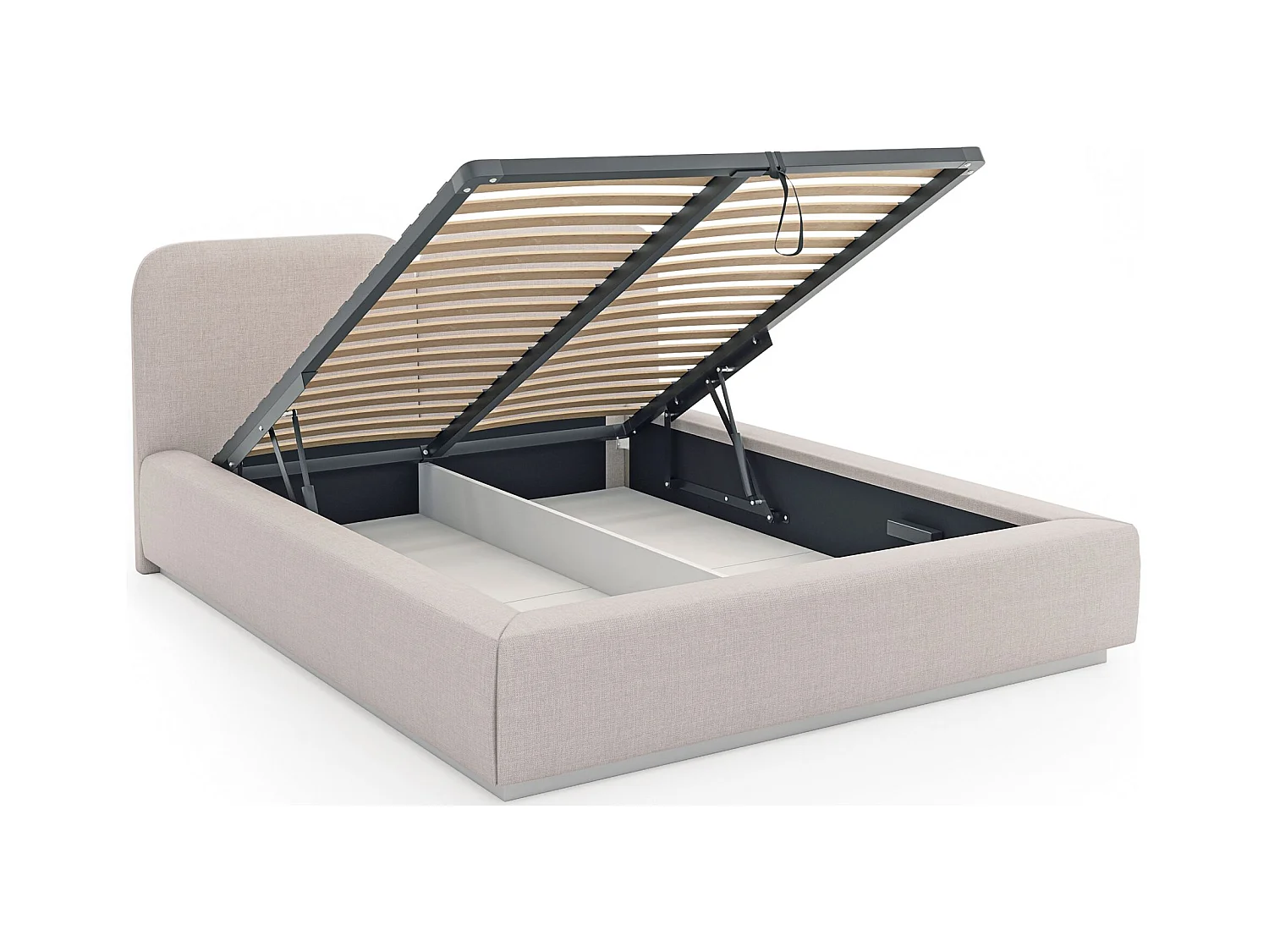 Lit tapissé avec coffre 140×200 - chenille - beige clair - COMOVES