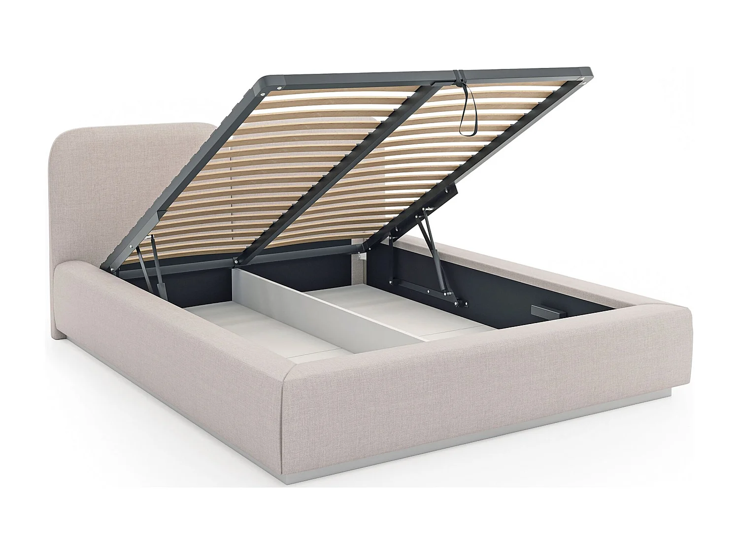 Lit tapissé avec coffre 140×200 - chenille - beige clair - COMOVES