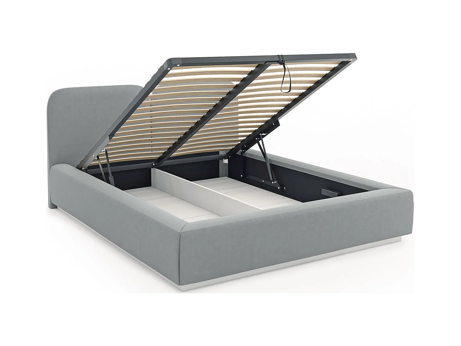 Gestoffeerd bed 160x200 met velours bekleding – LED, bedbox en lattenbodem – Grijs – COMOVES