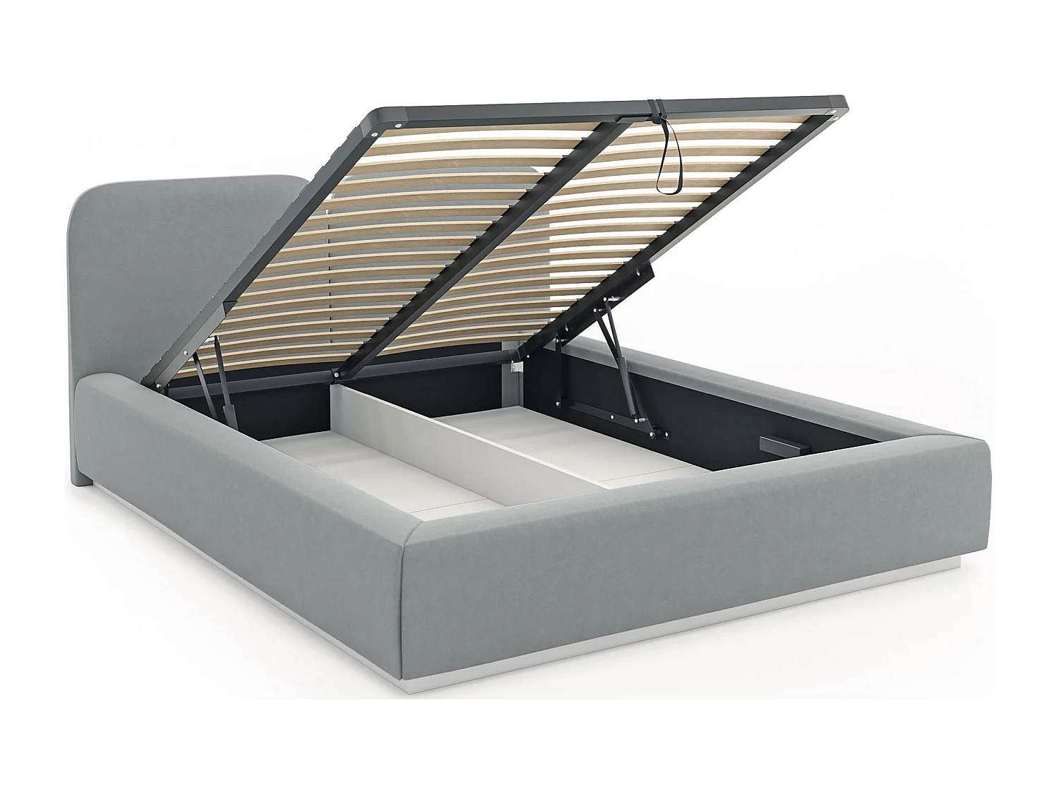 Lit tapissé avec coffre et LED 160×200 - velours - gris - COMOVES