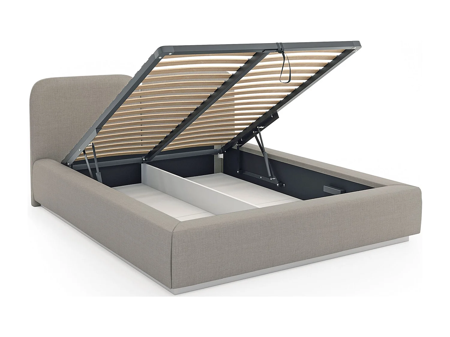 Lit tapissé avec coffre et LED 180×200 - chenille - beige foncé - COMOVES