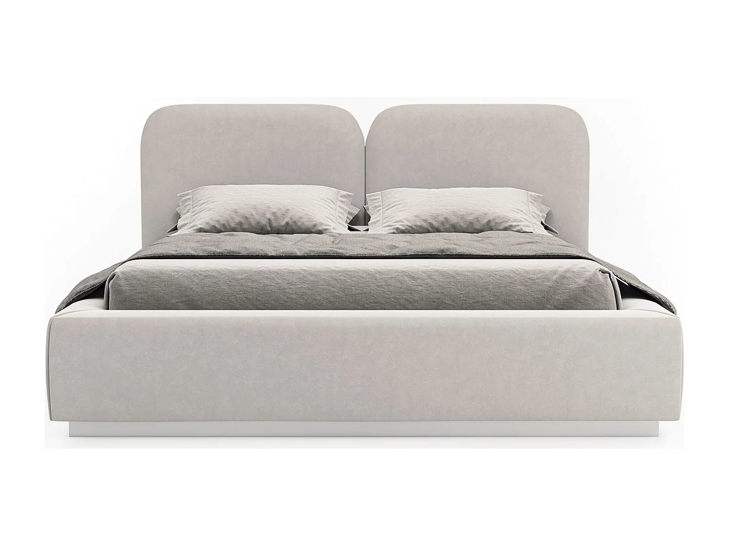 Lit tapissé avec coffre 140×200 - velours - gris-beige - COMOVES