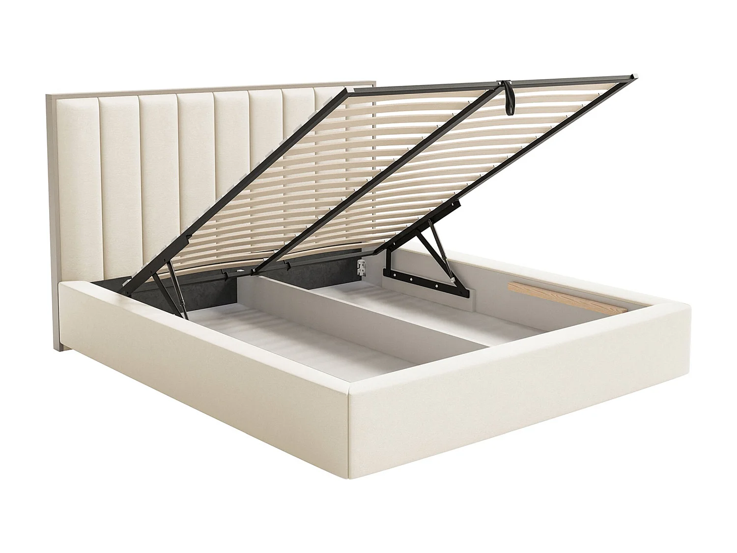 Lit tapissé avec coffre 180×200 - velours - crème - TOGENTS