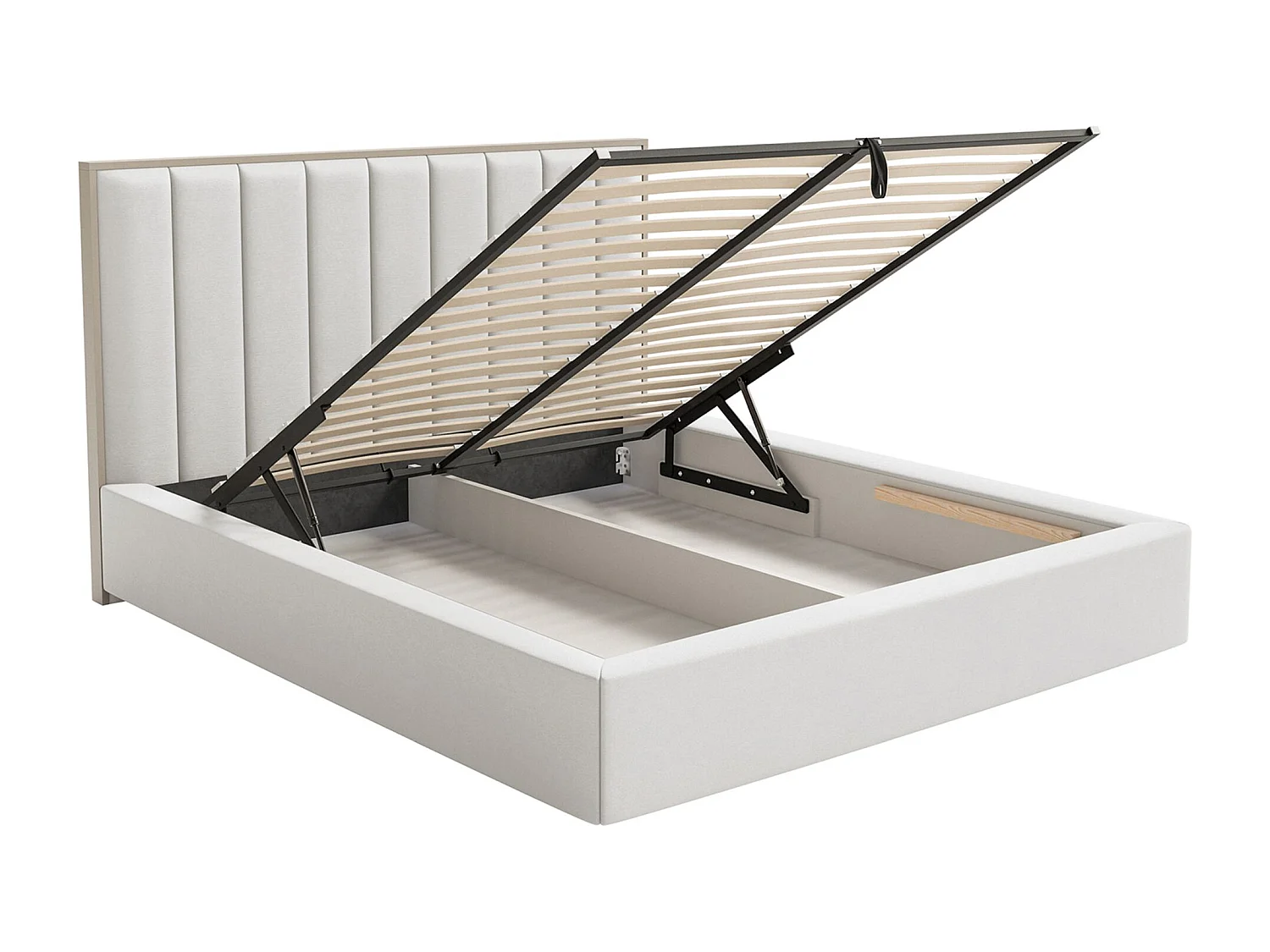 Lit tapissé avec coffre 160×200 - velours - blanc- TOGENTS