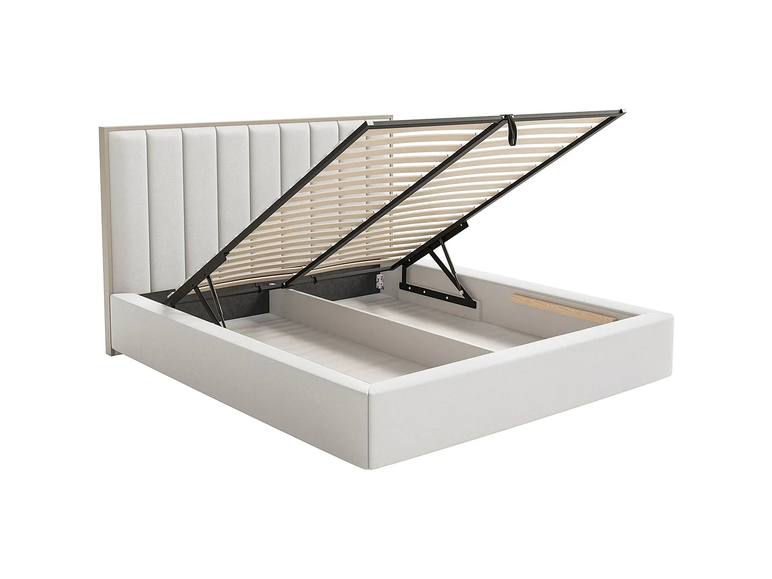 Gestoffeerd bed 160x200 - velours en bedbox - wit - TOGENTS