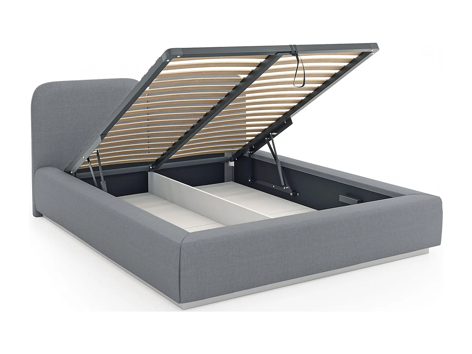 Lit tapissé avec coffre 180×200 - chenille - gris - COMOVES